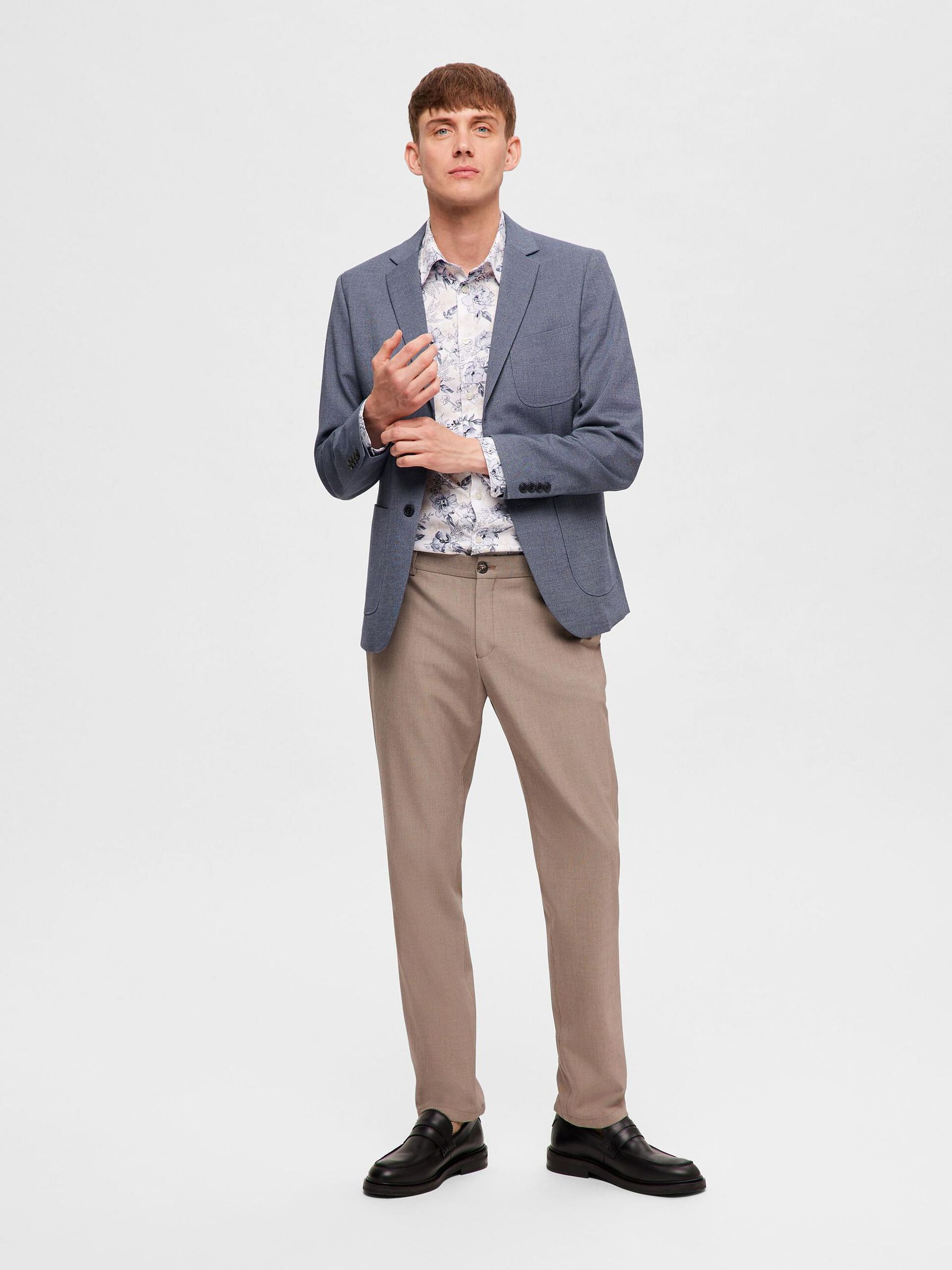 Blue Slim Fit Single Breasted Blazer