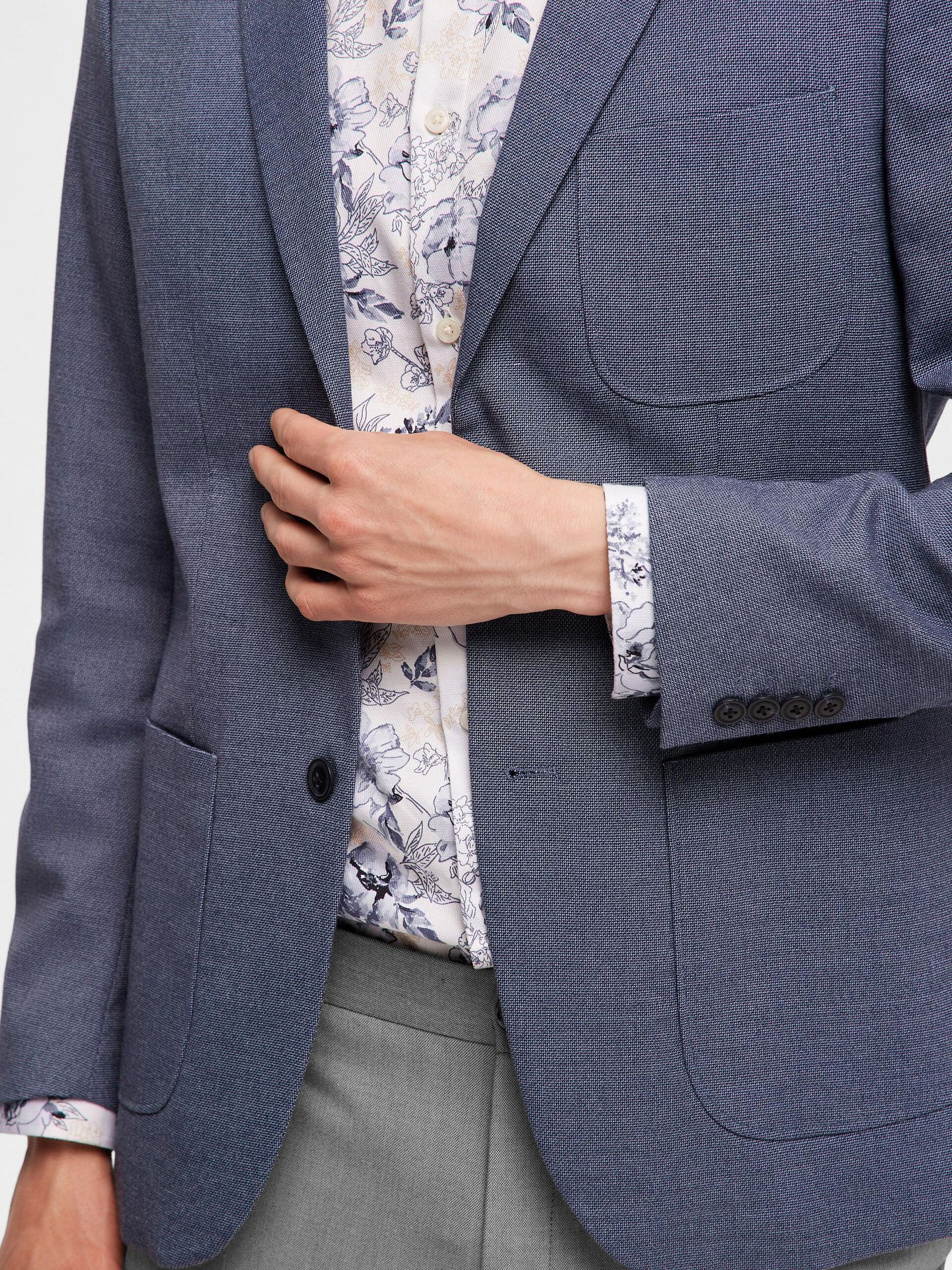Blue Slim Fit Single Breasted Blazer
