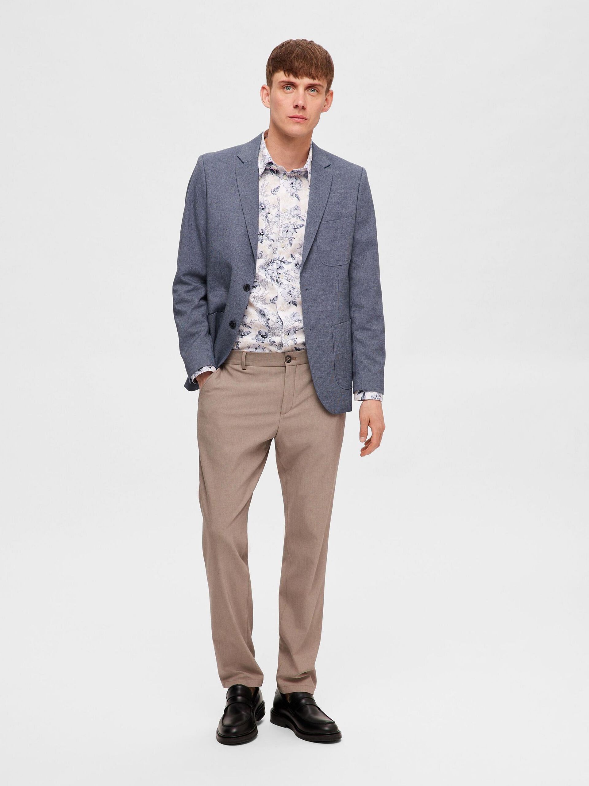 Blue Slim Fit Single Breasted Blazer