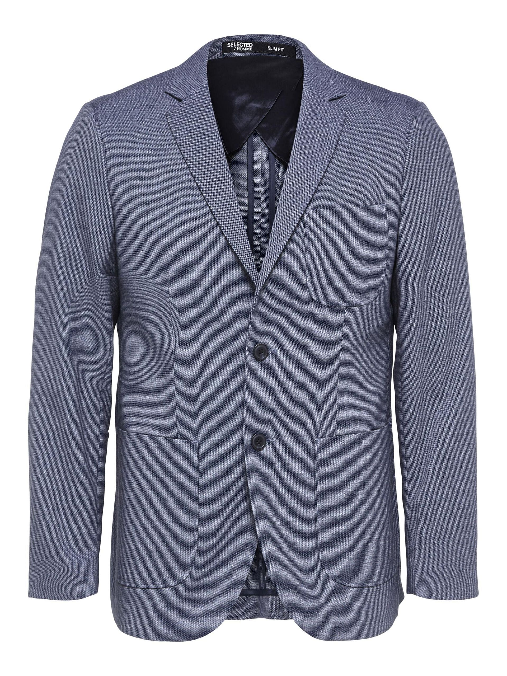 Blue Slim Fit Single Breasted Blazer