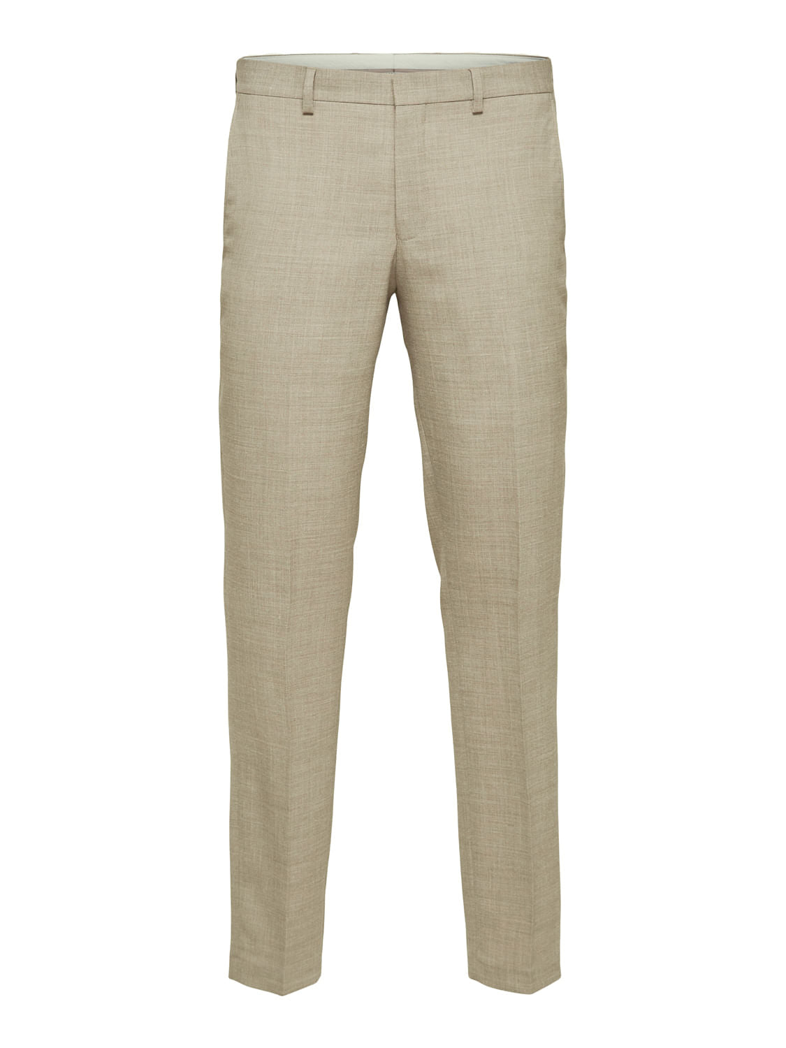 Beige Slim Fit Suit Trousers