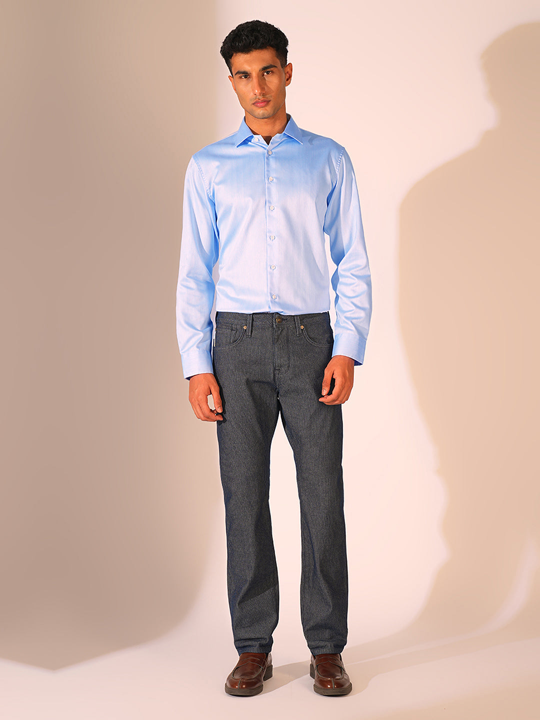 Light Blue Cotton Slim Fit Shirt