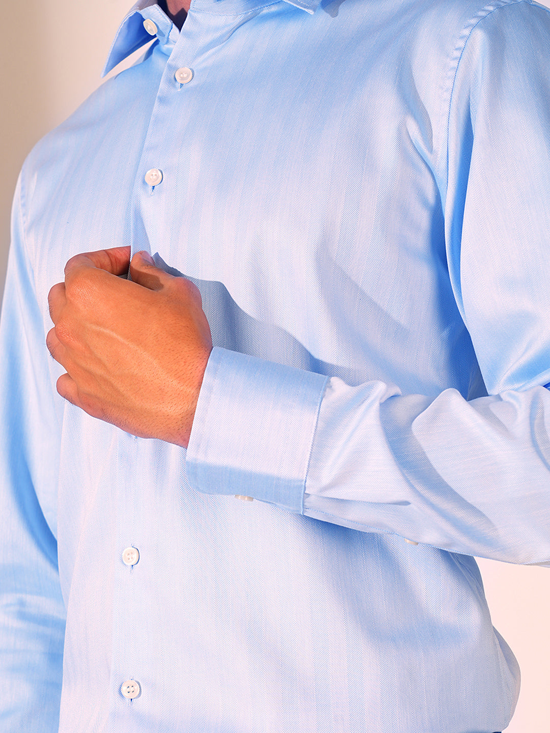 Light Blue Cotton Slim Fit Shirt