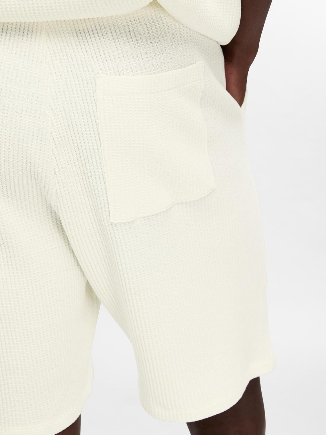 Off-White Waffle Textured Co-Ord Set Shorts
