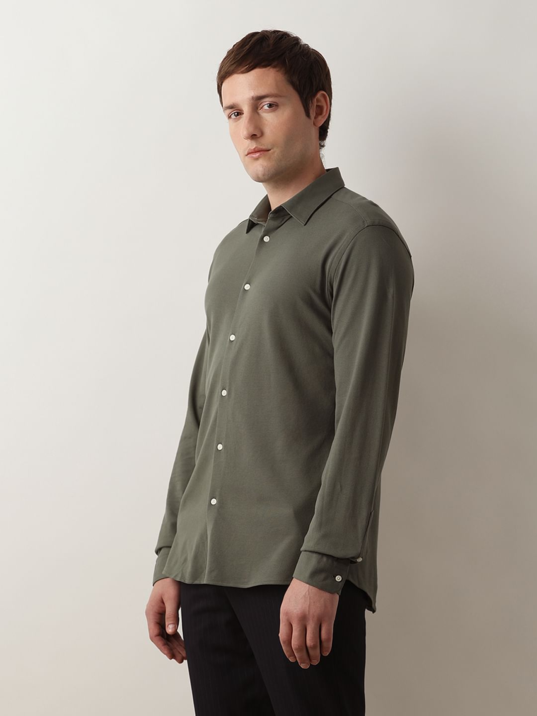 Green Cotton Knitted Shirt