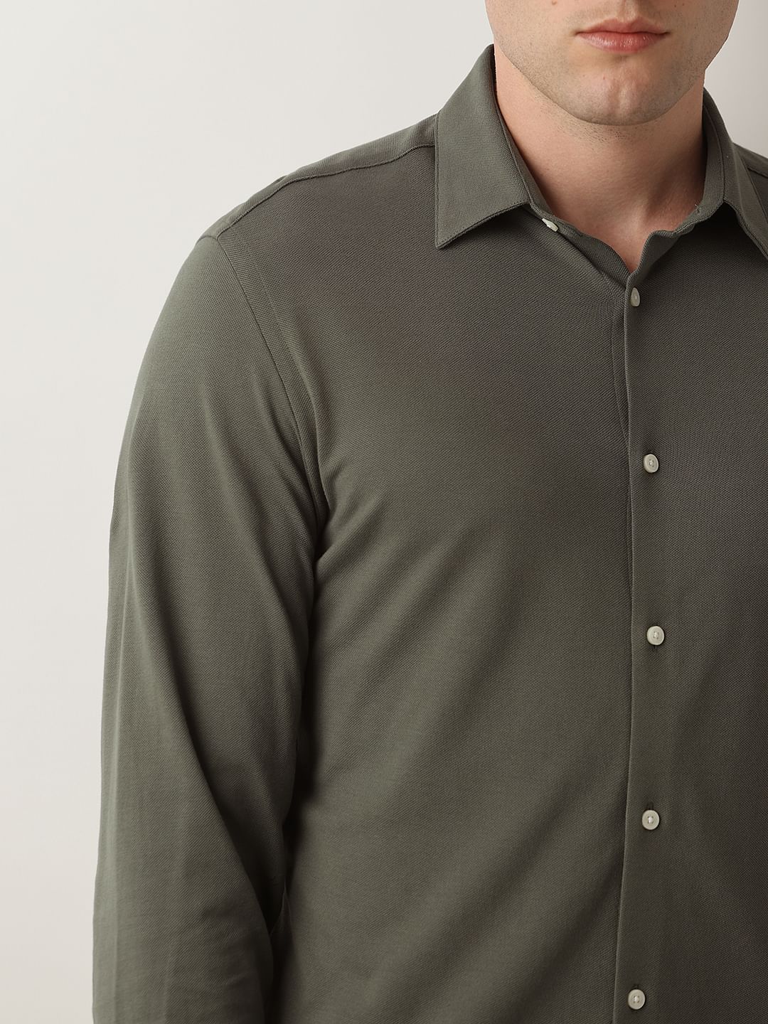 Green Cotton Knitted Shirt