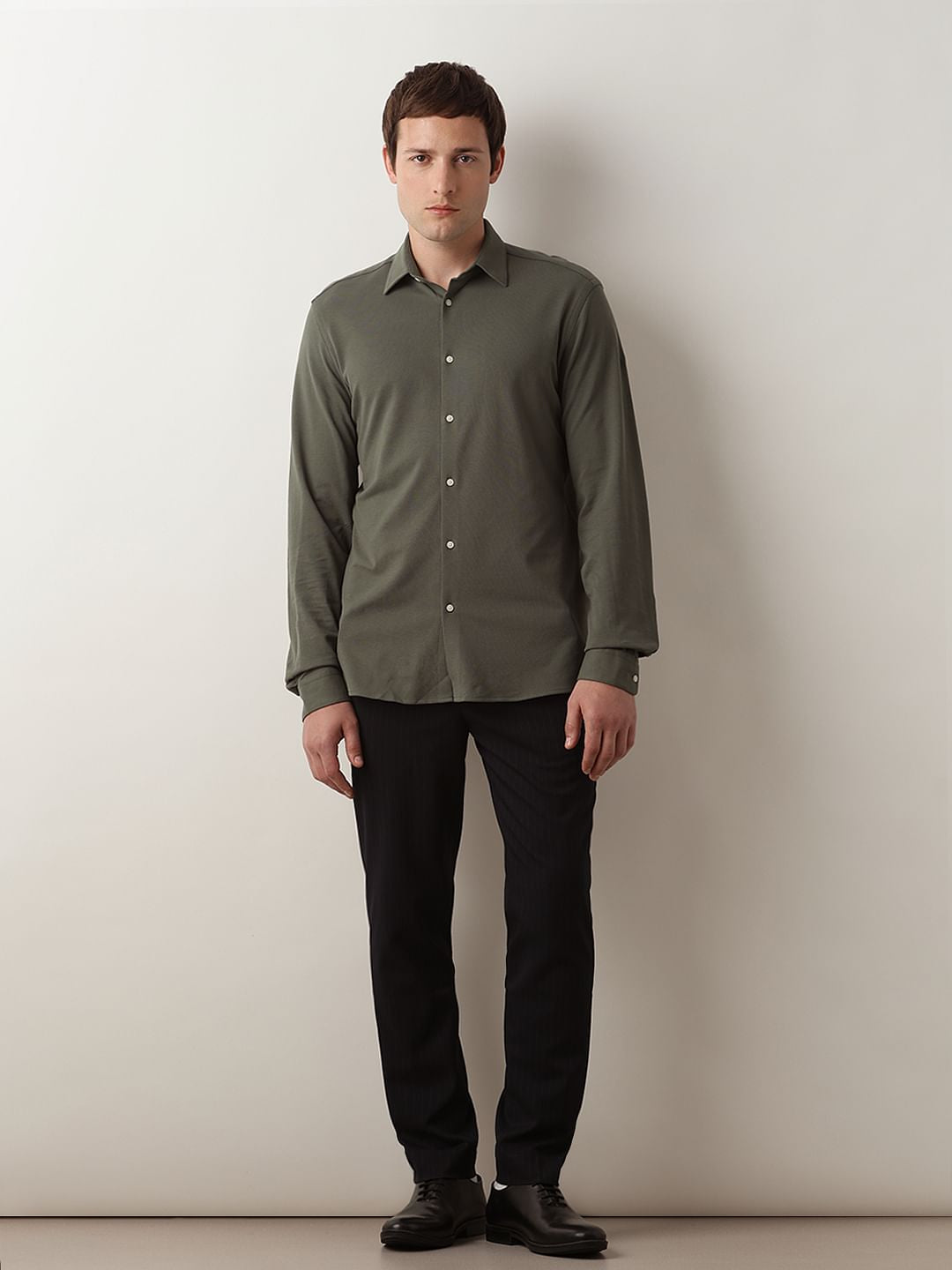 Green Cotton Knitted Shirt