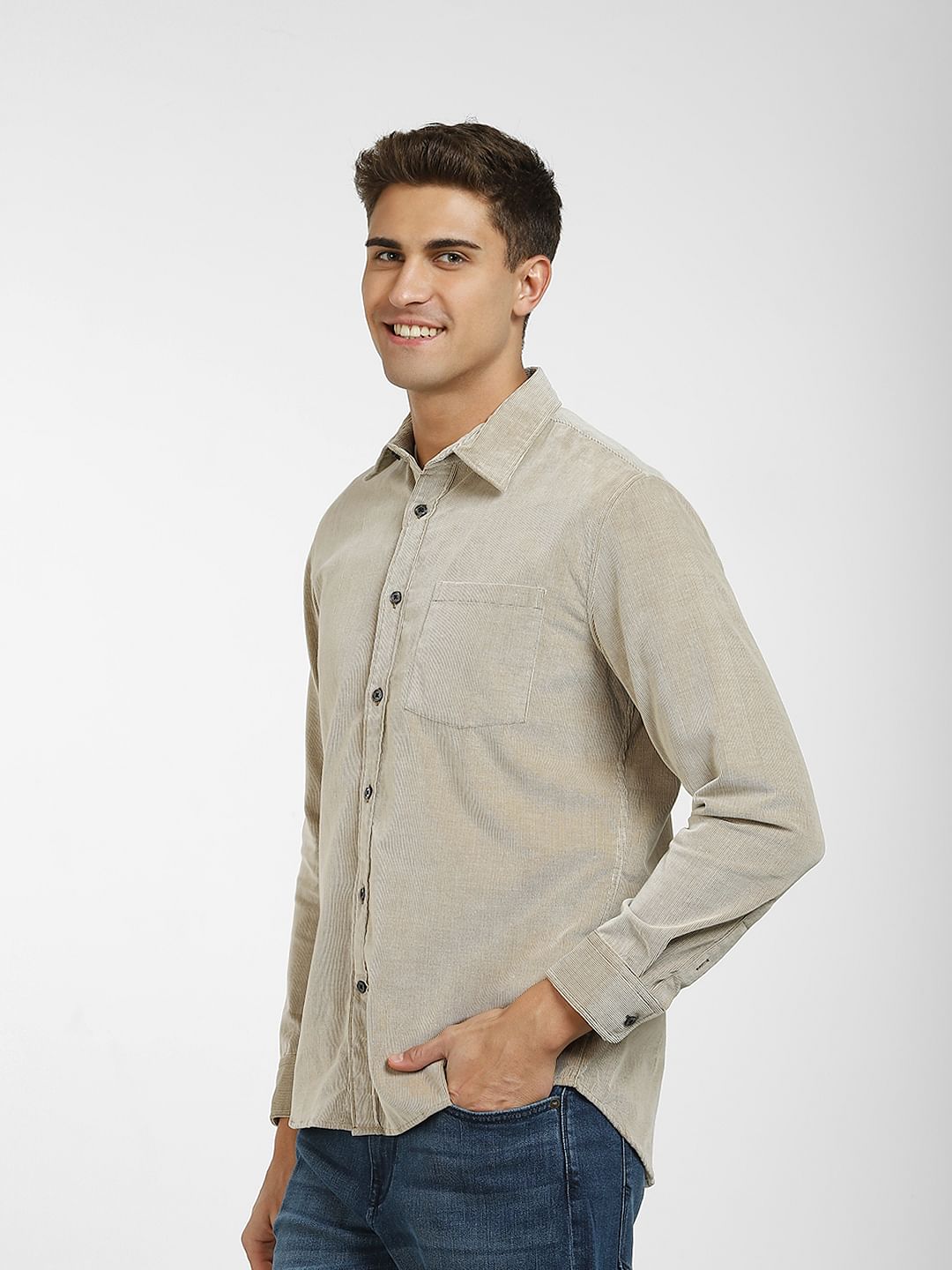 Brown Corduroy Full Sleeves Shirt