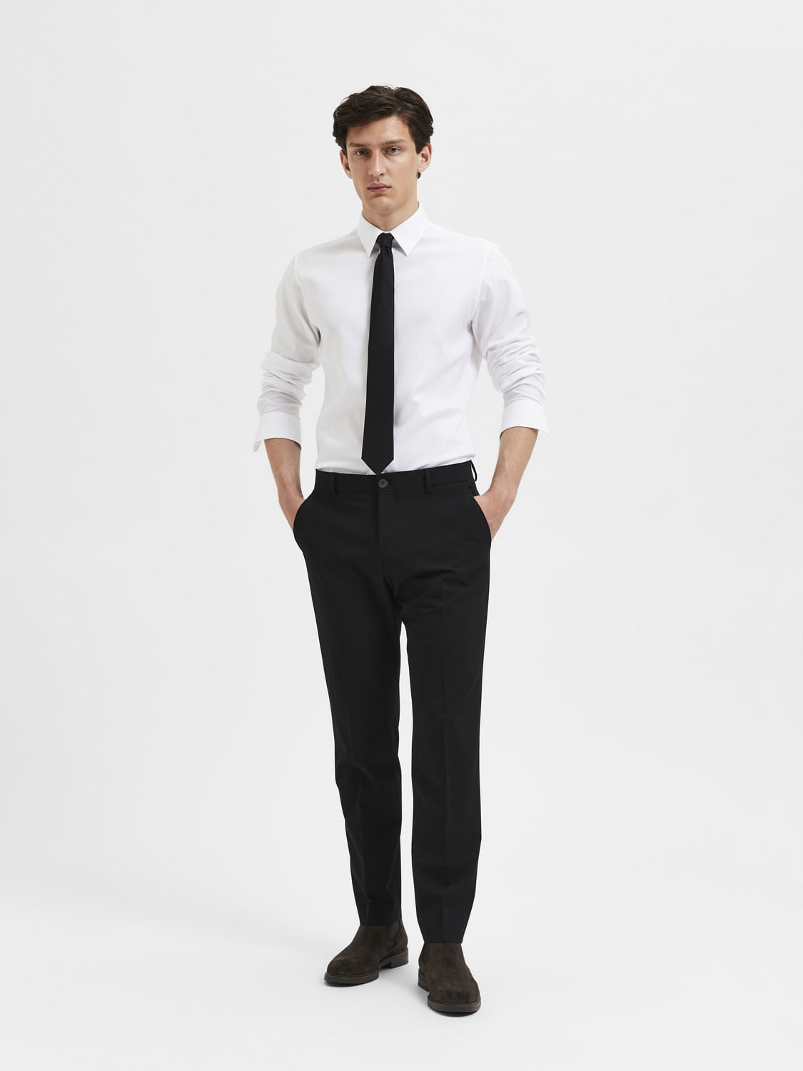 Black Mid Rise Suit-Set Trousers