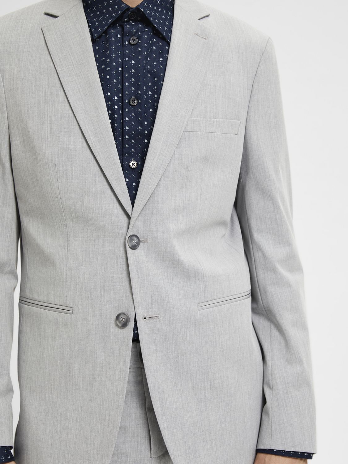 Grey Double Button Suit-Set Blazer