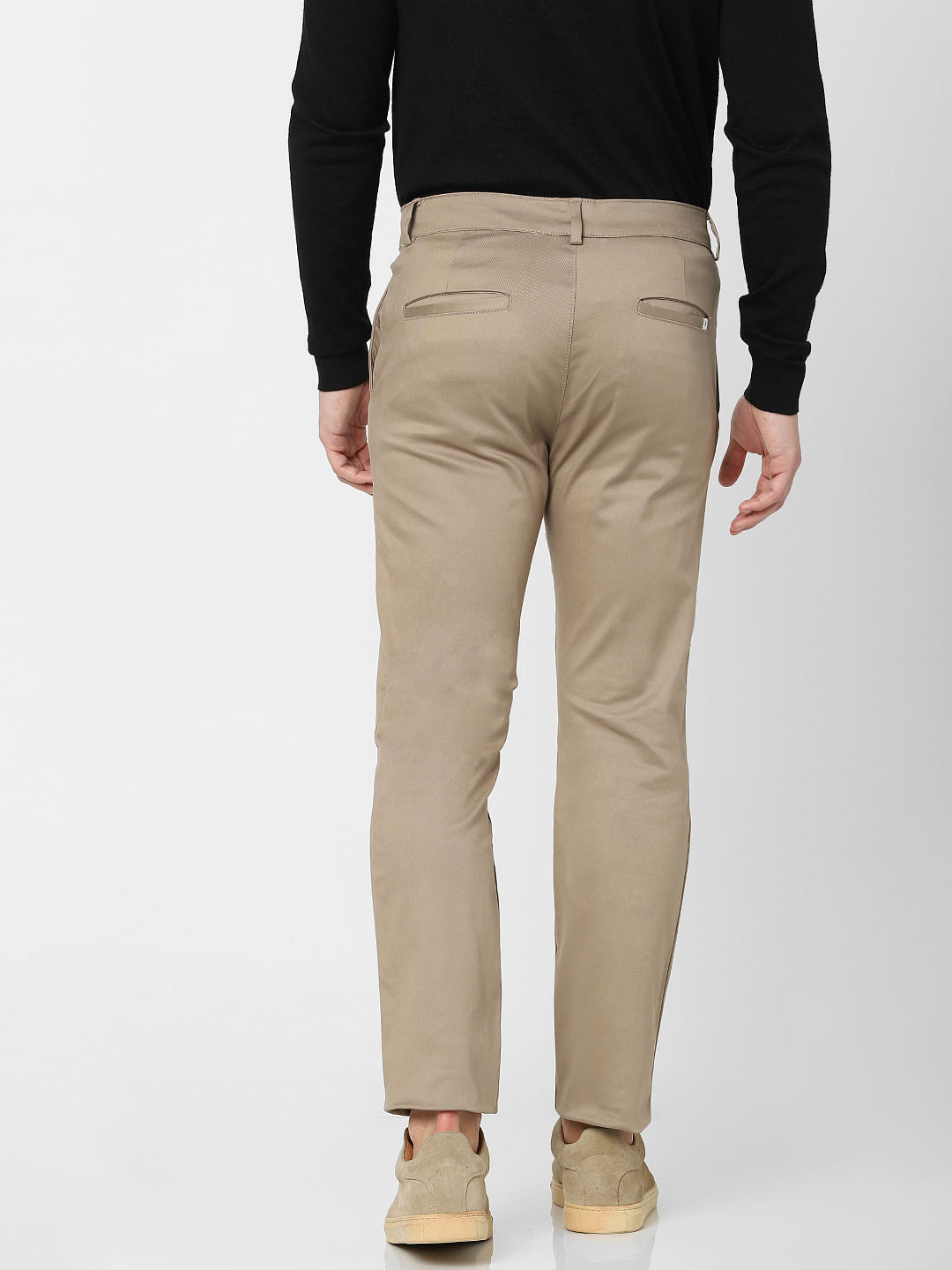 Beige Oragnic Cotton Slim Fit Pants