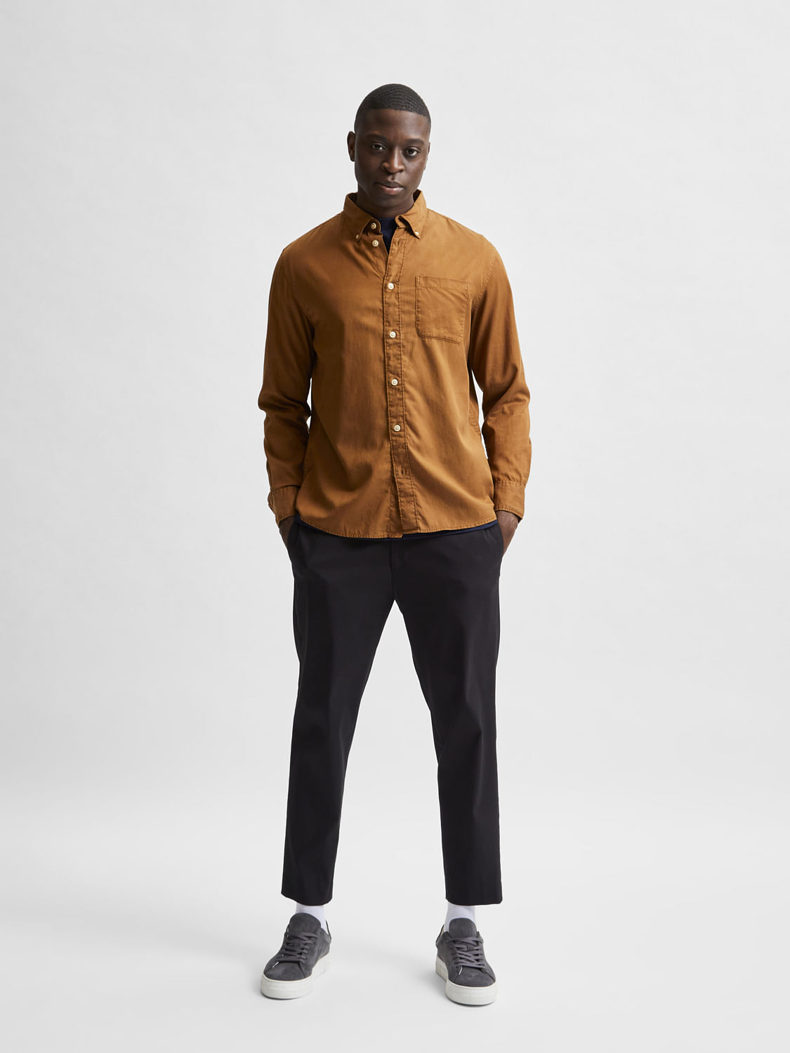 Brown Solid Full Sleeves Shirt