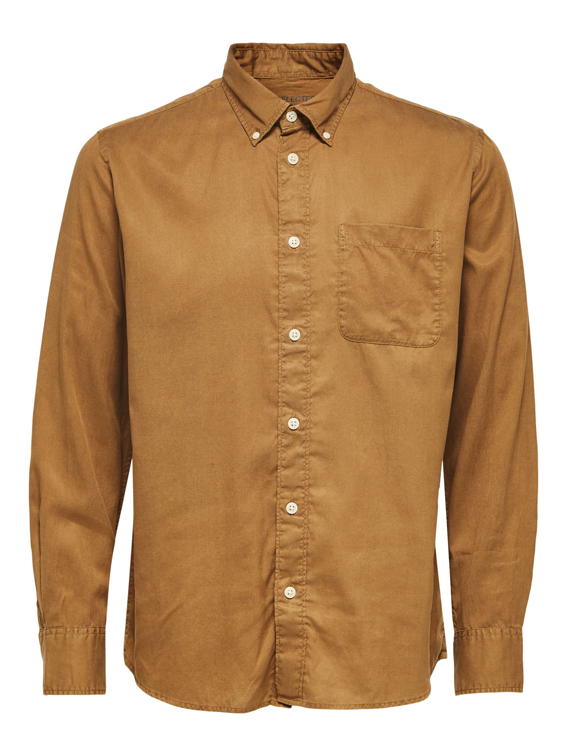 Brown Solid Full Sleeves Shirt