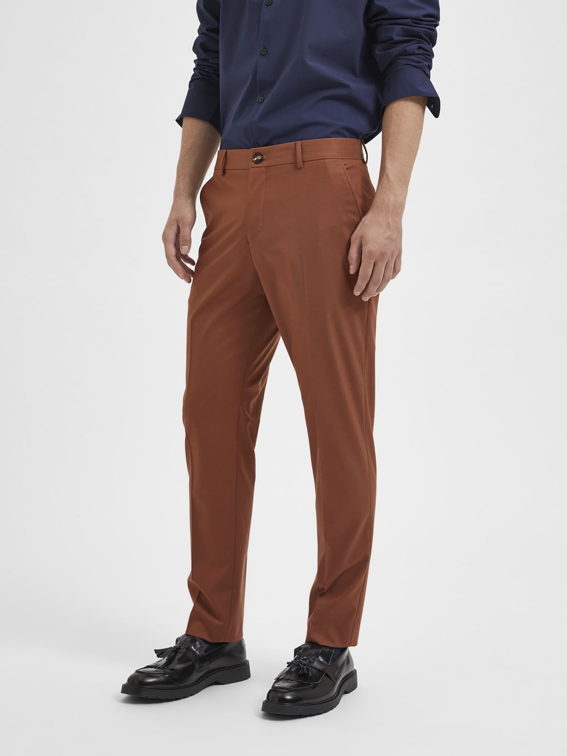 Brown Mid Rise Suit Trousers