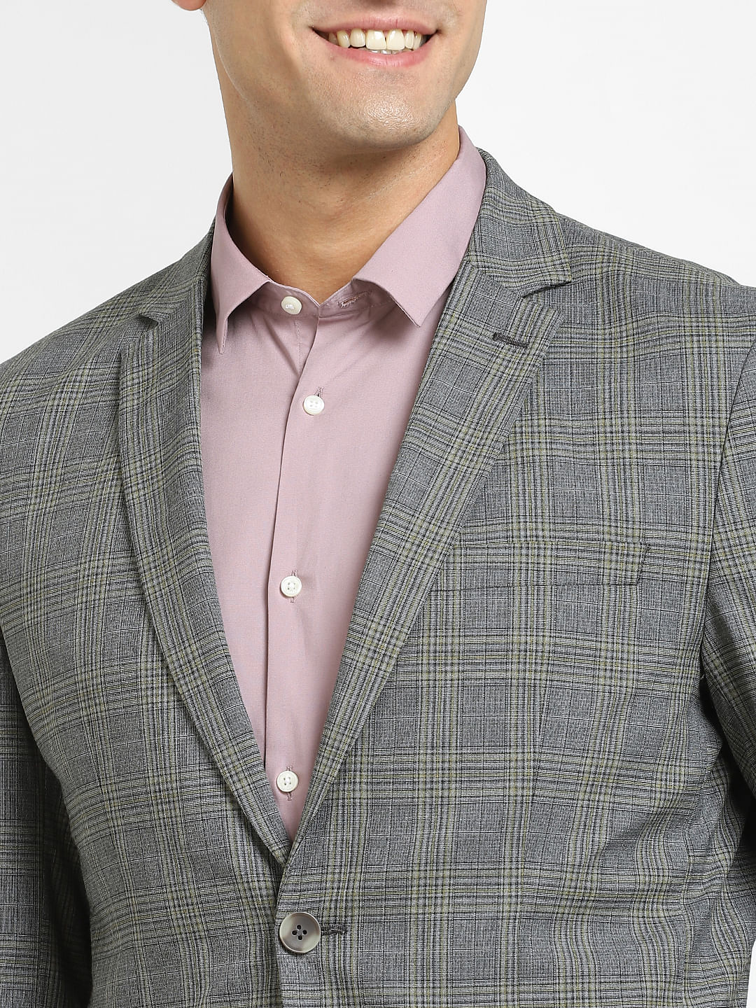 Grey Check Formal Suit Blazer