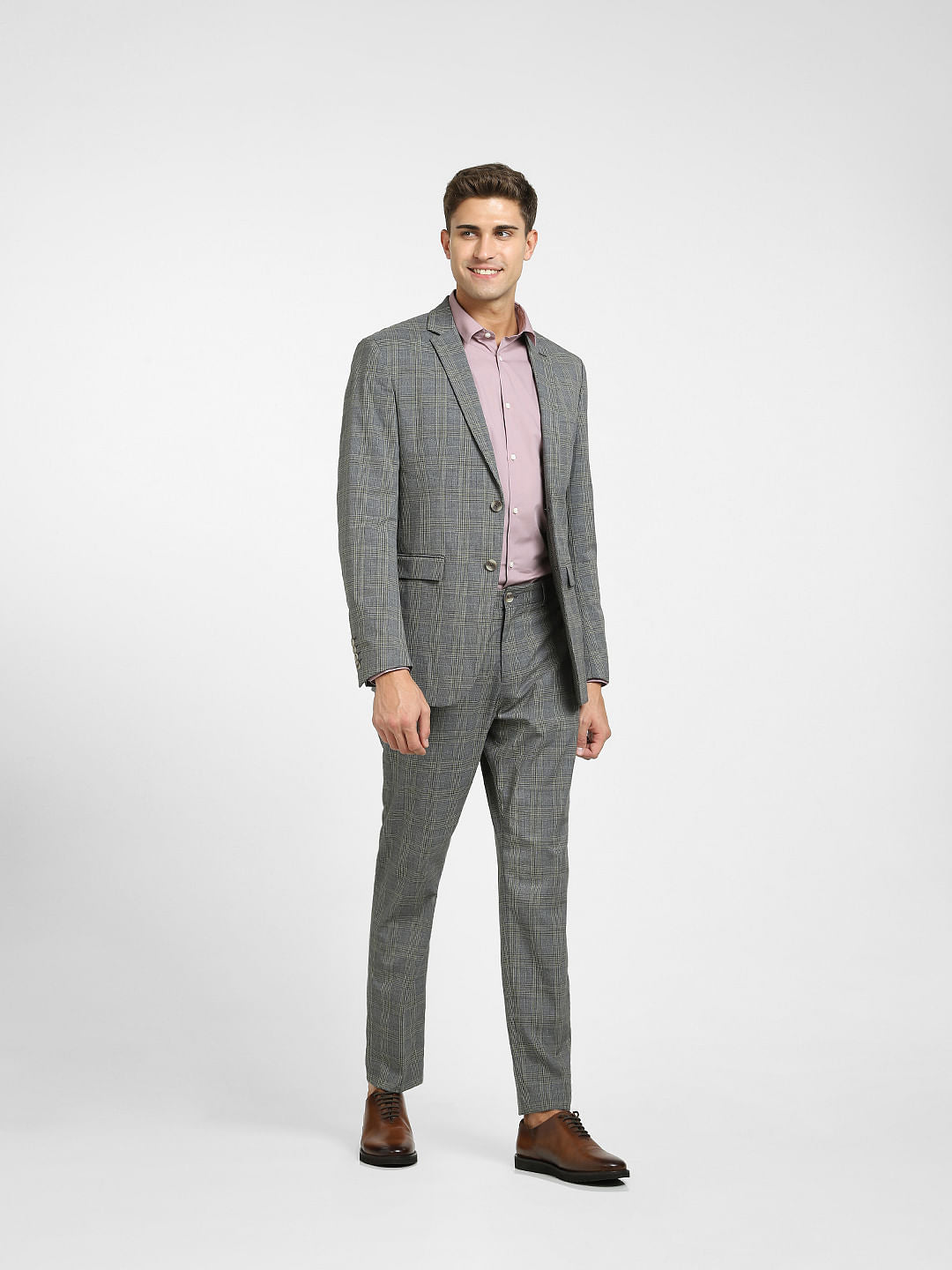Grey Check Formal Suit Blazer