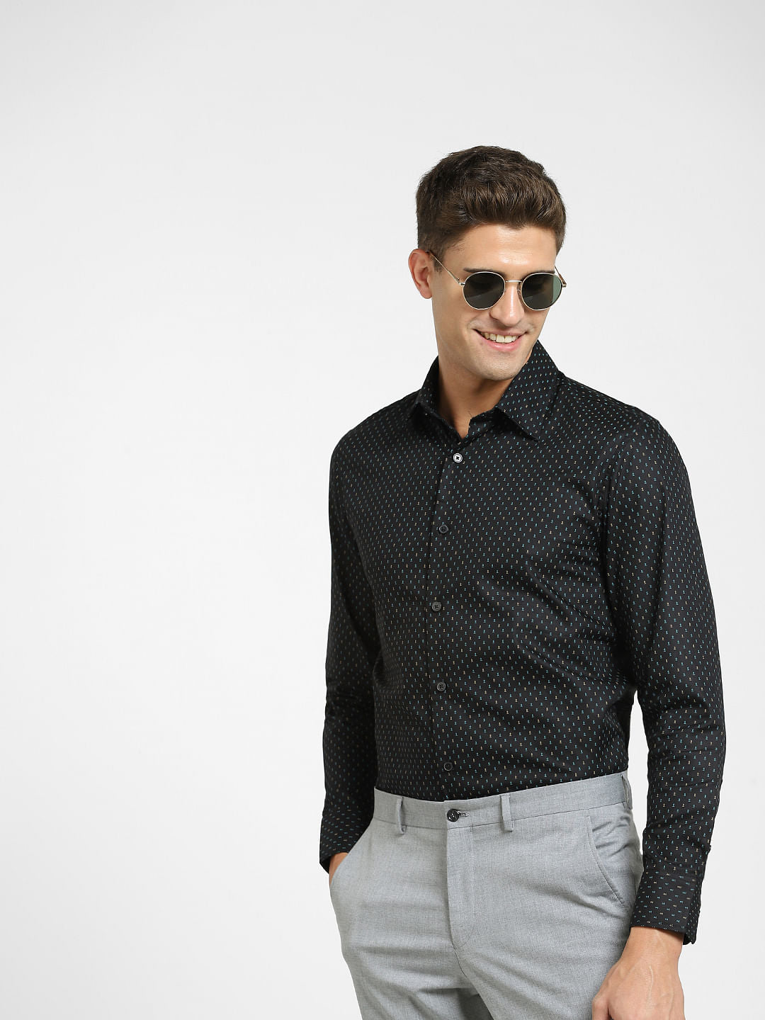 Black All Over Print Full Sleeves Shirt