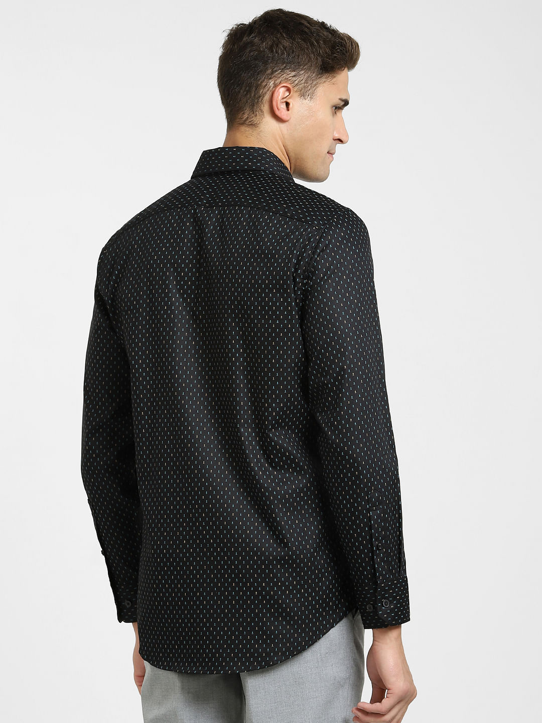 Black All Over Print Full Sleeves Shirt