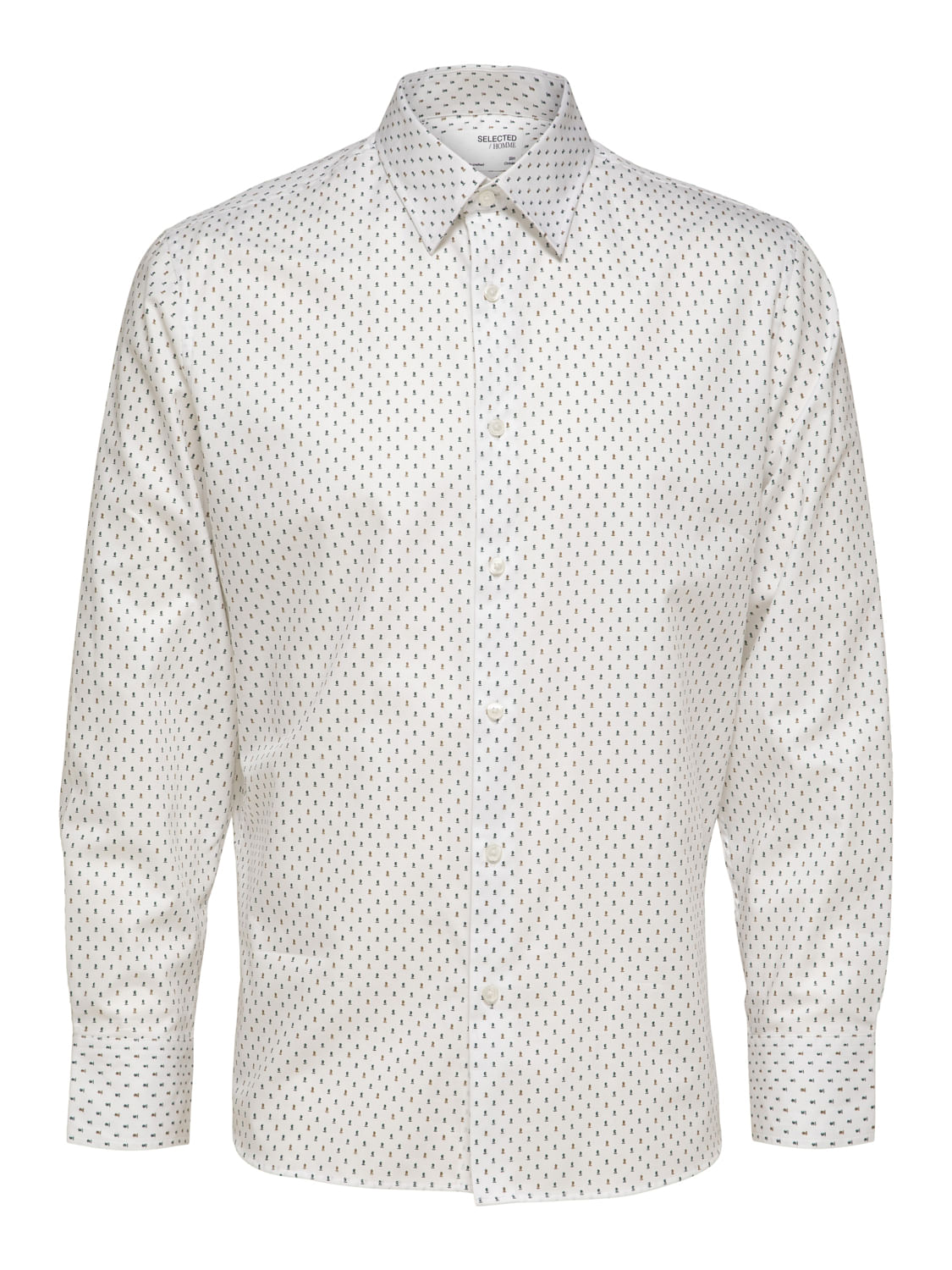 White All Over Print Full Sleeves Shirt