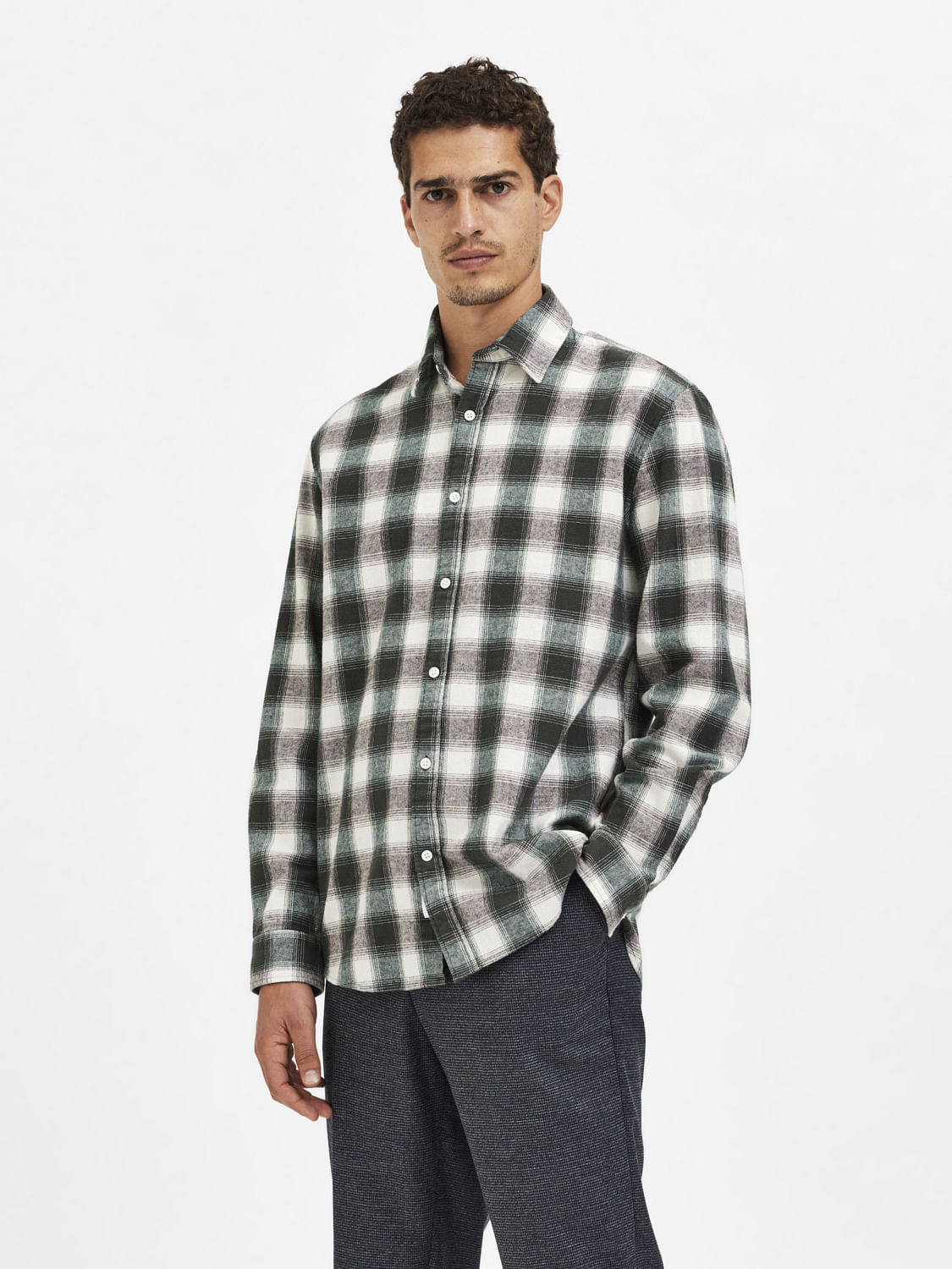 Grey Check Full Sleeves Shirt