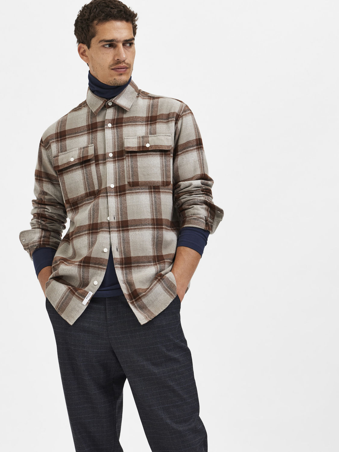 Grey Check Full Sleeves Shirt
