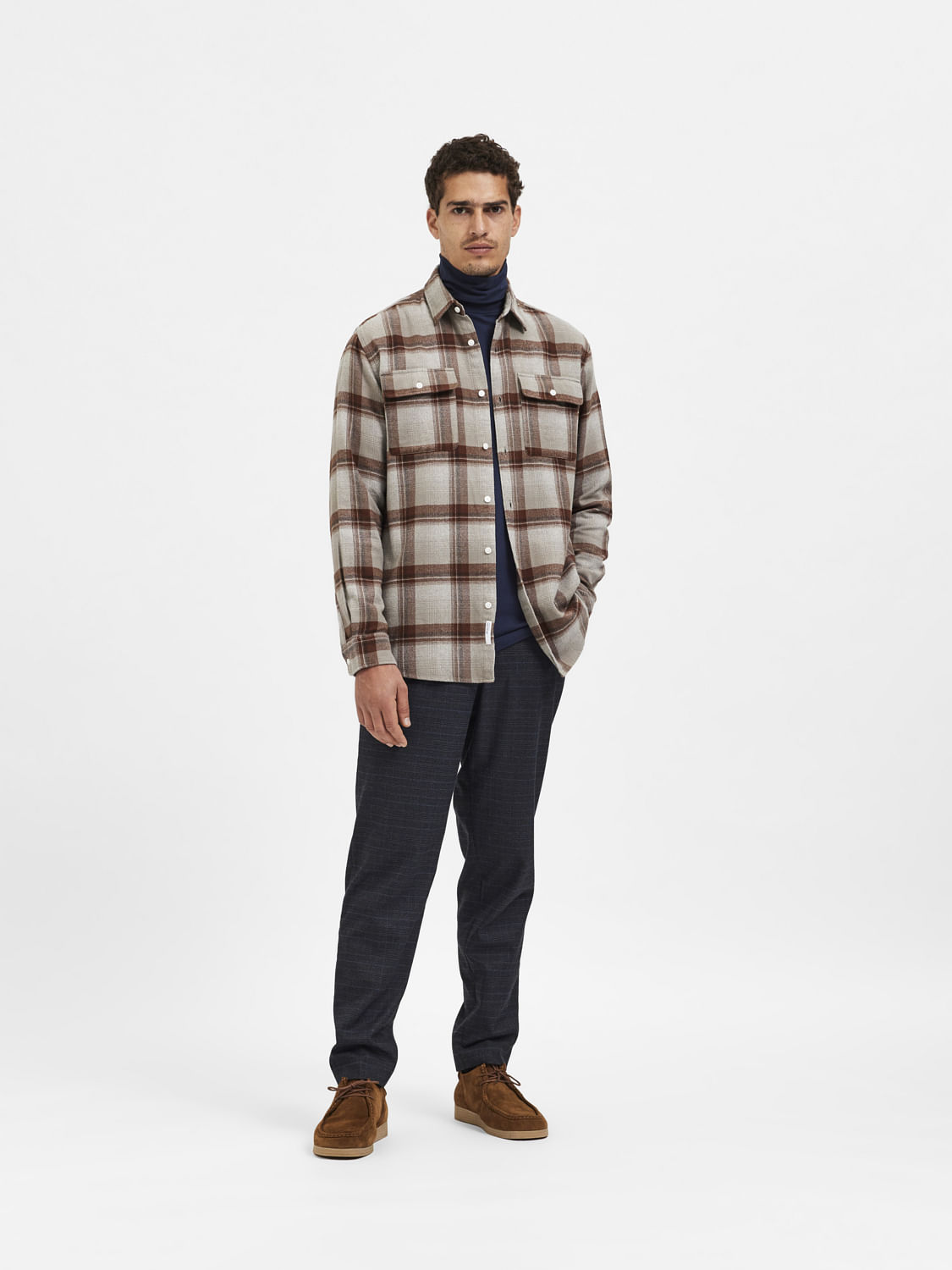 Grey Check Full Sleeves Shirt