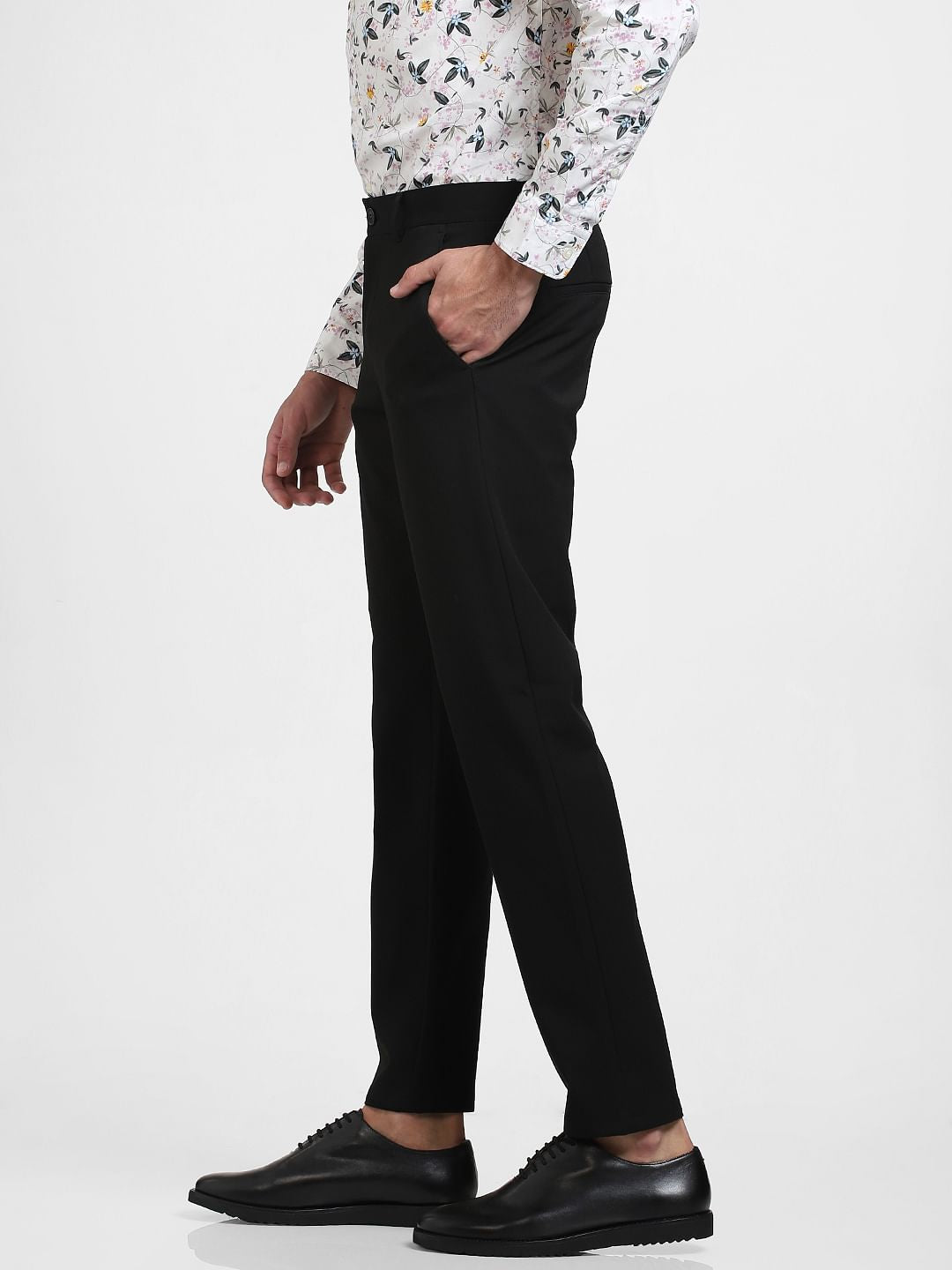 Black Mid Rise Slim Fit Formal Pants