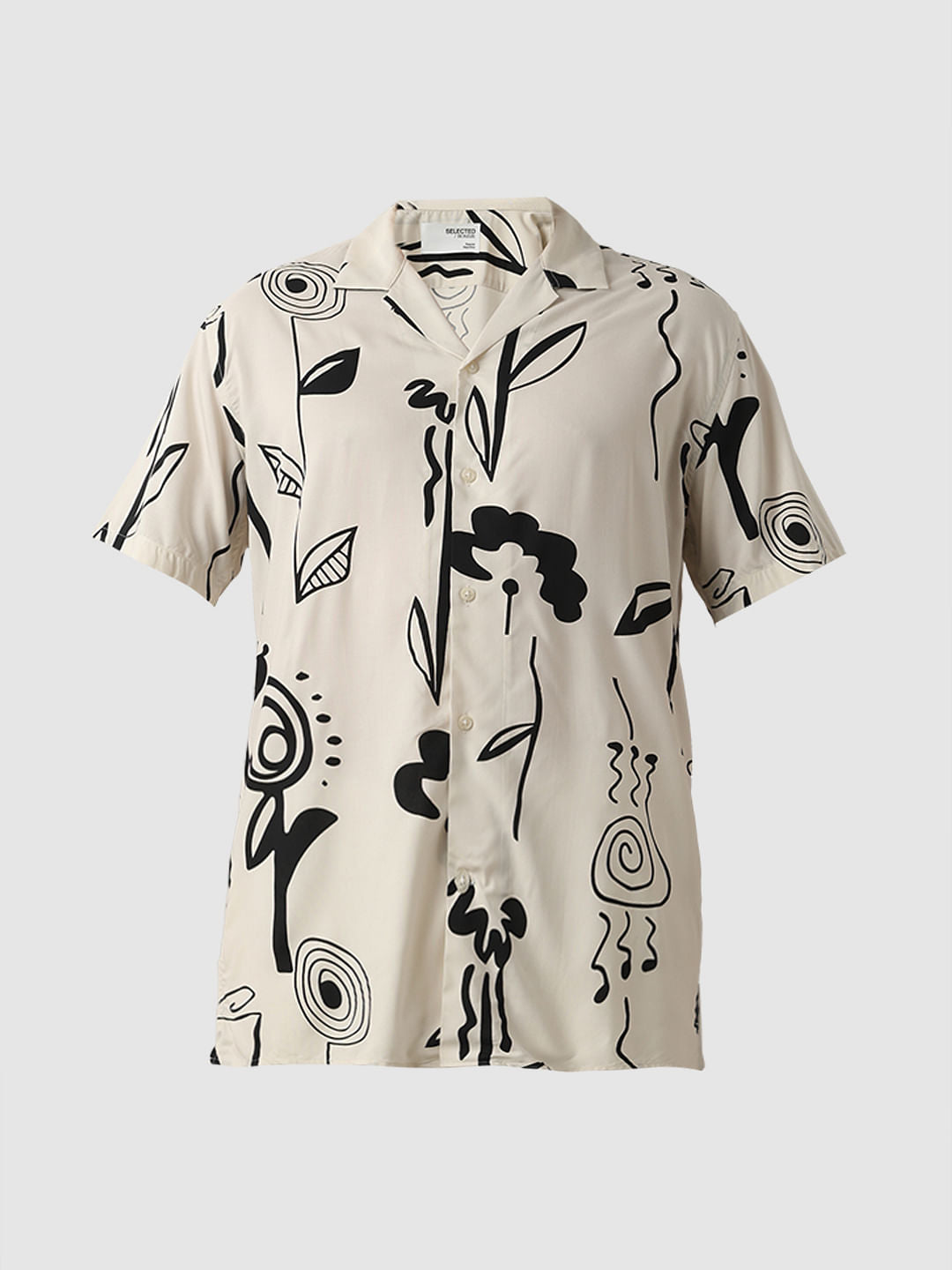 Off-White Printed Cuban Collar Shirt