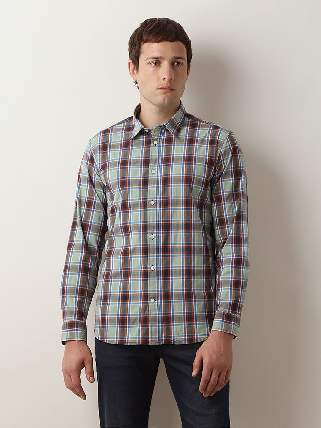 Green Check Full Sleeves Shirt