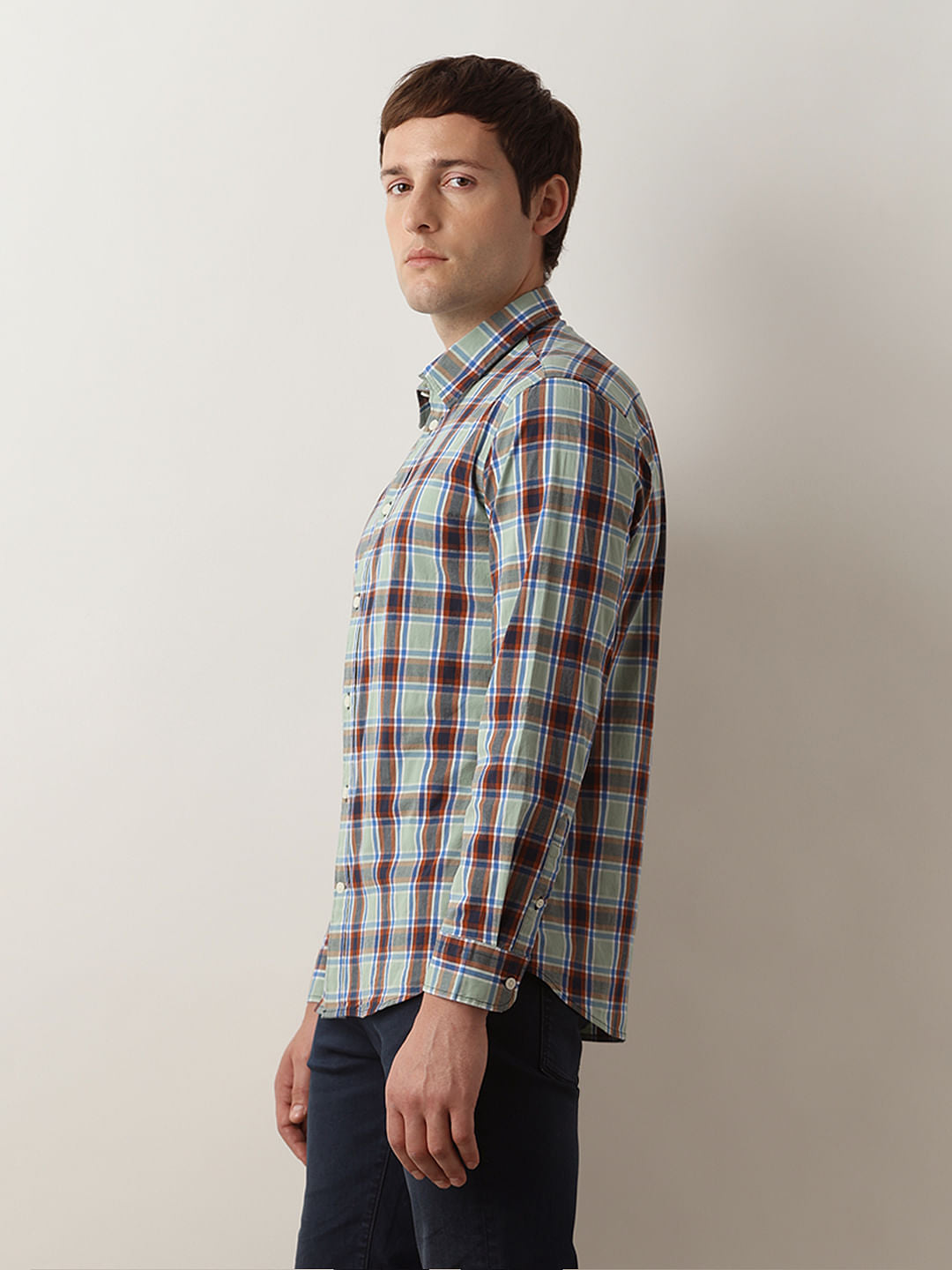 Green Check Full Sleeves Shirt