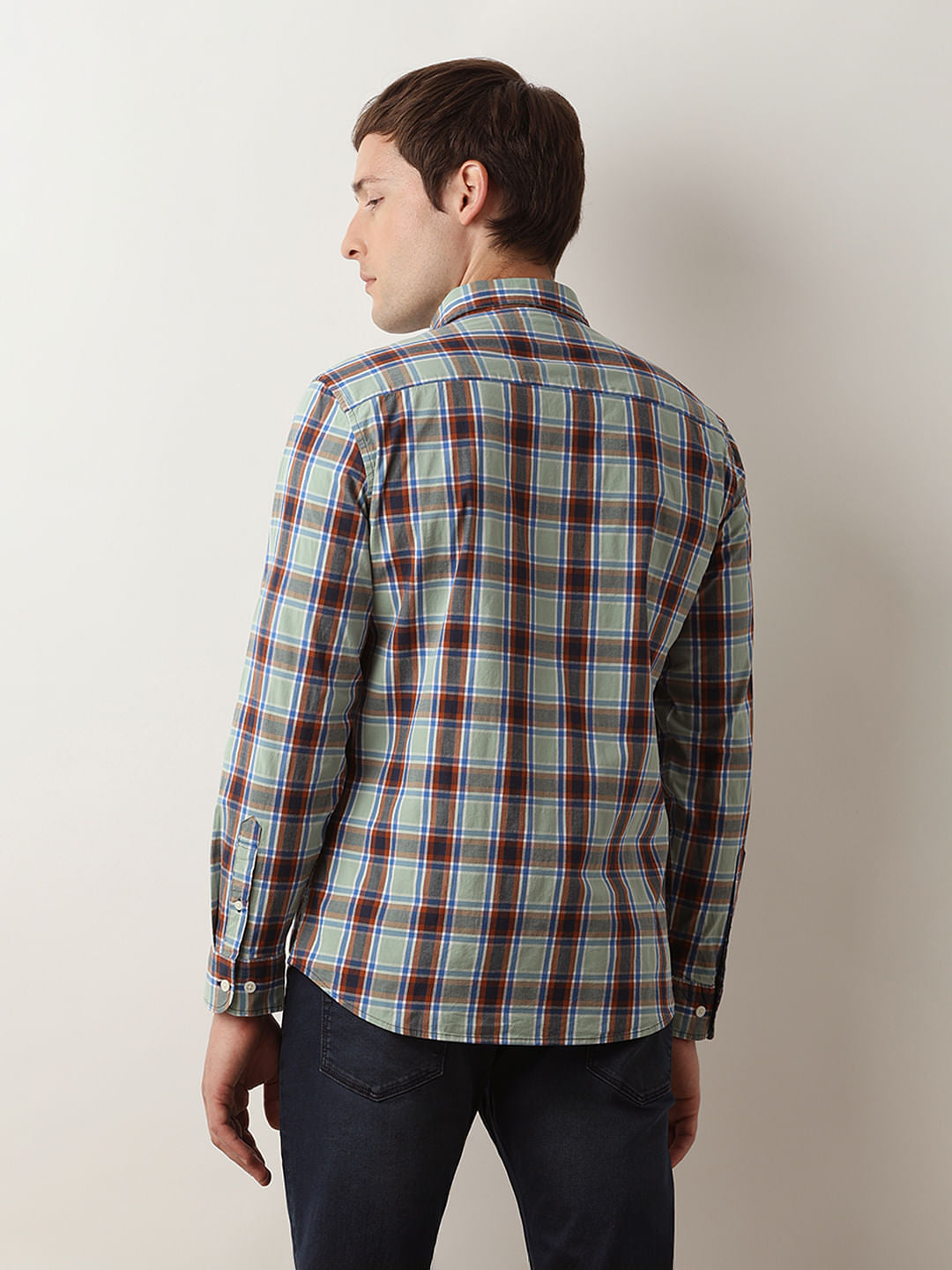 Green Check Full Sleeves Shirt