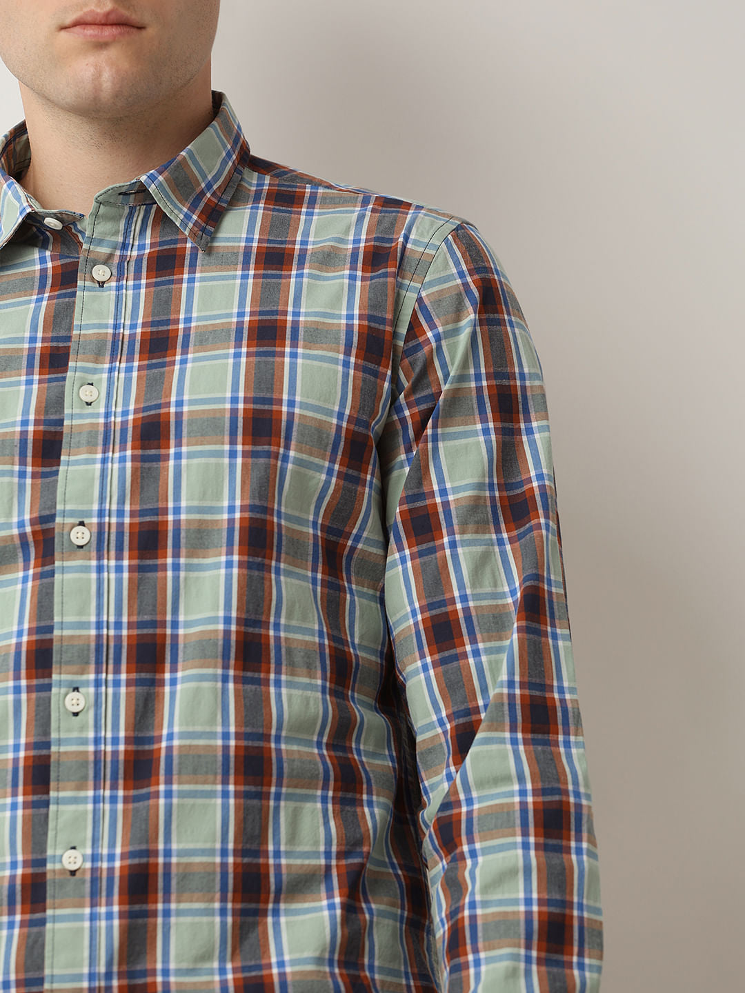 Green Check Full Sleeves Shirt