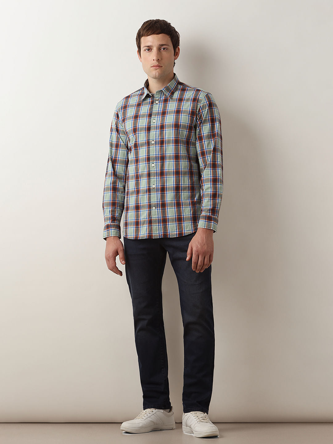 Green Check Full Sleeves Shirt