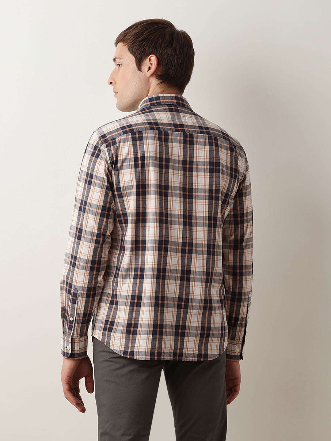 Brown Check Full Sleeves Shirt