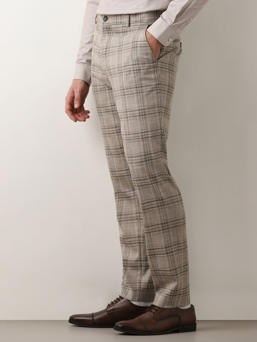 Light Brown Check Suit-Set Trouser