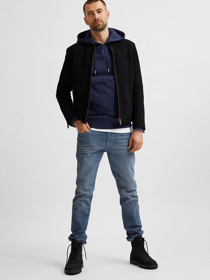 Blue Mid Rise Organic Cotton Slim Fit Jeans