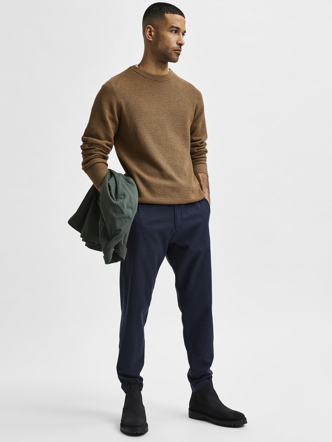 Blue Checks Slim Fit Trousers