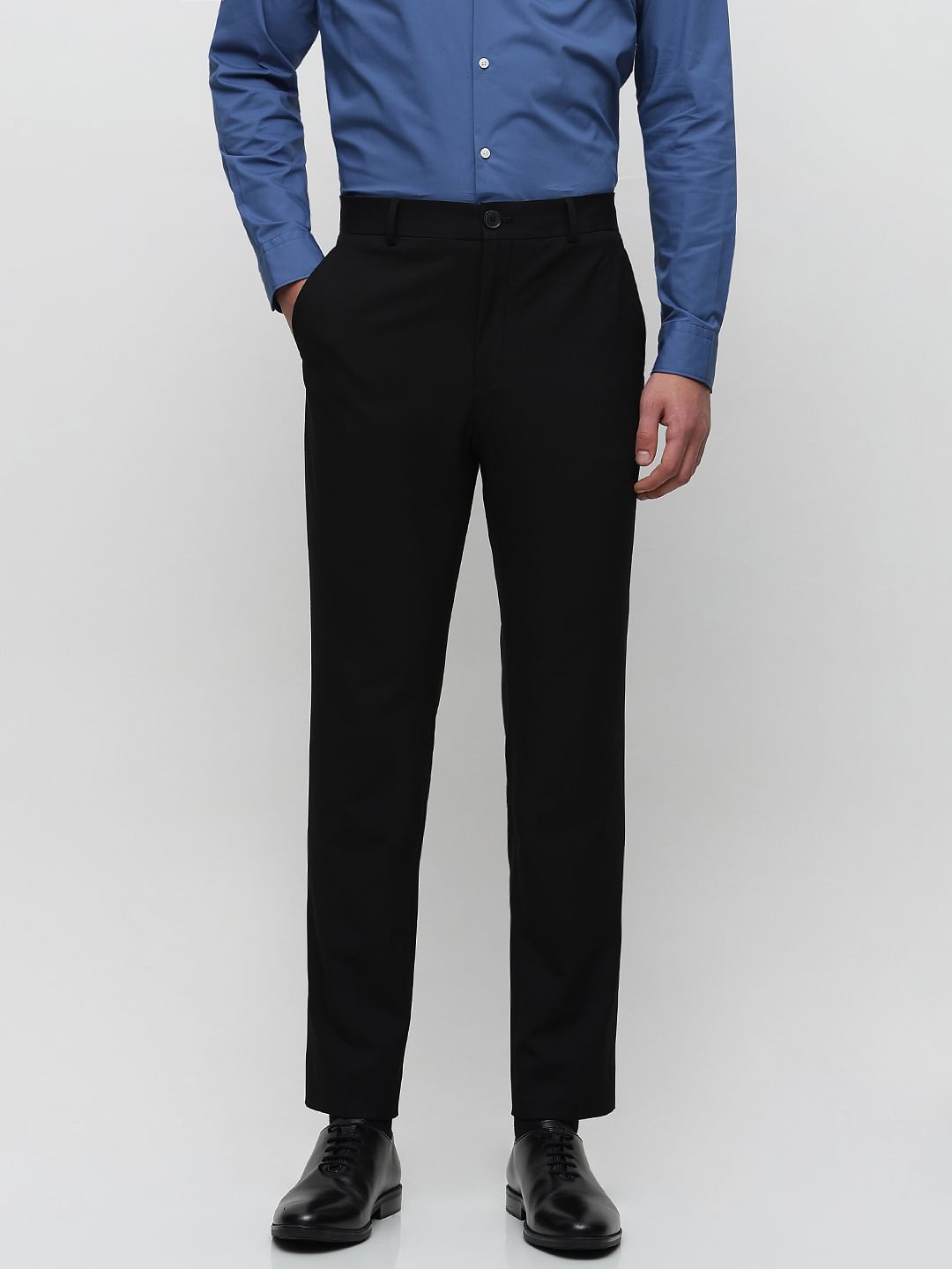 Black Mid Rise Slim Fit Trousers
