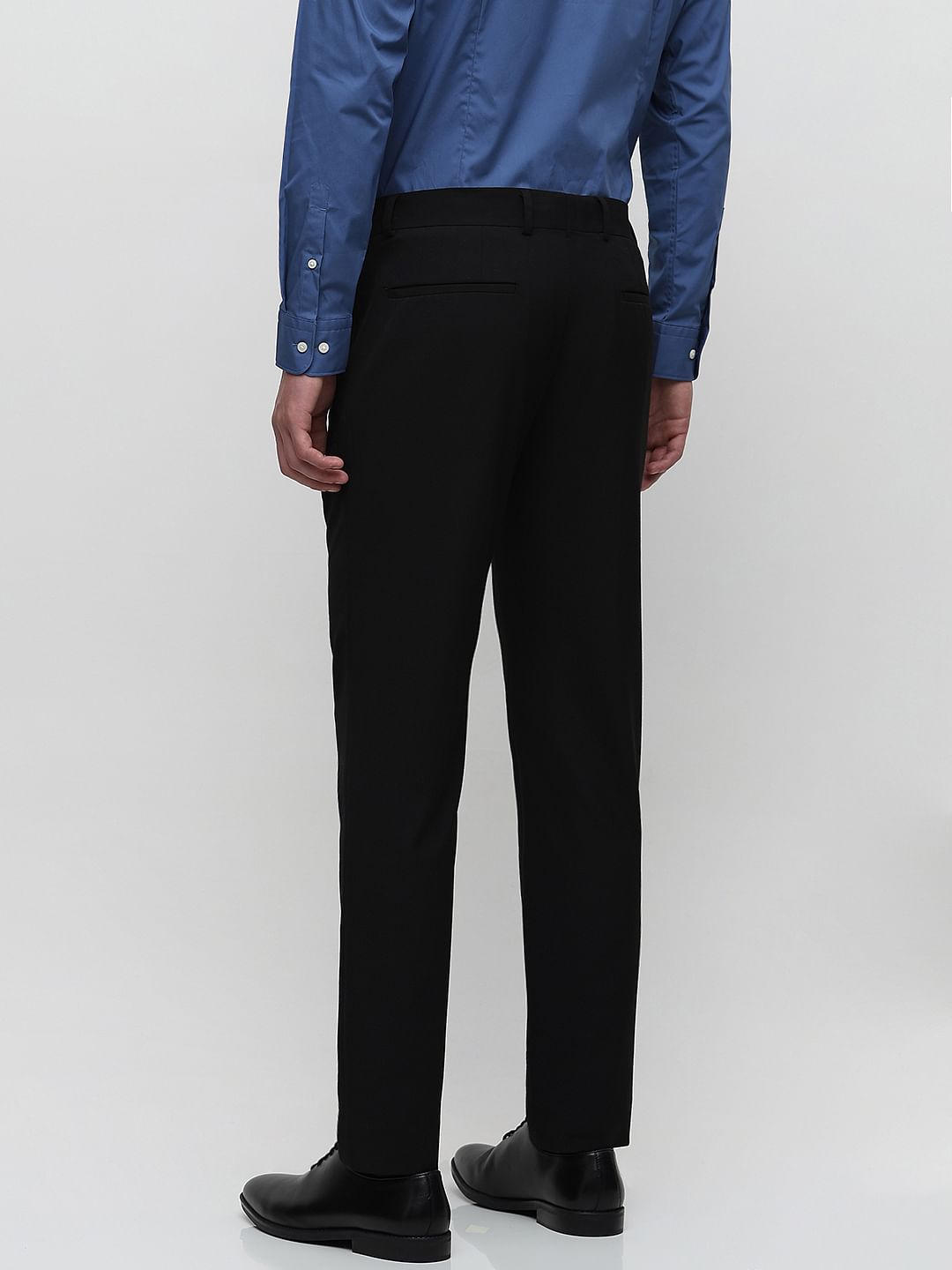 Black Mid Rise Slim Fit Tailored Trousers