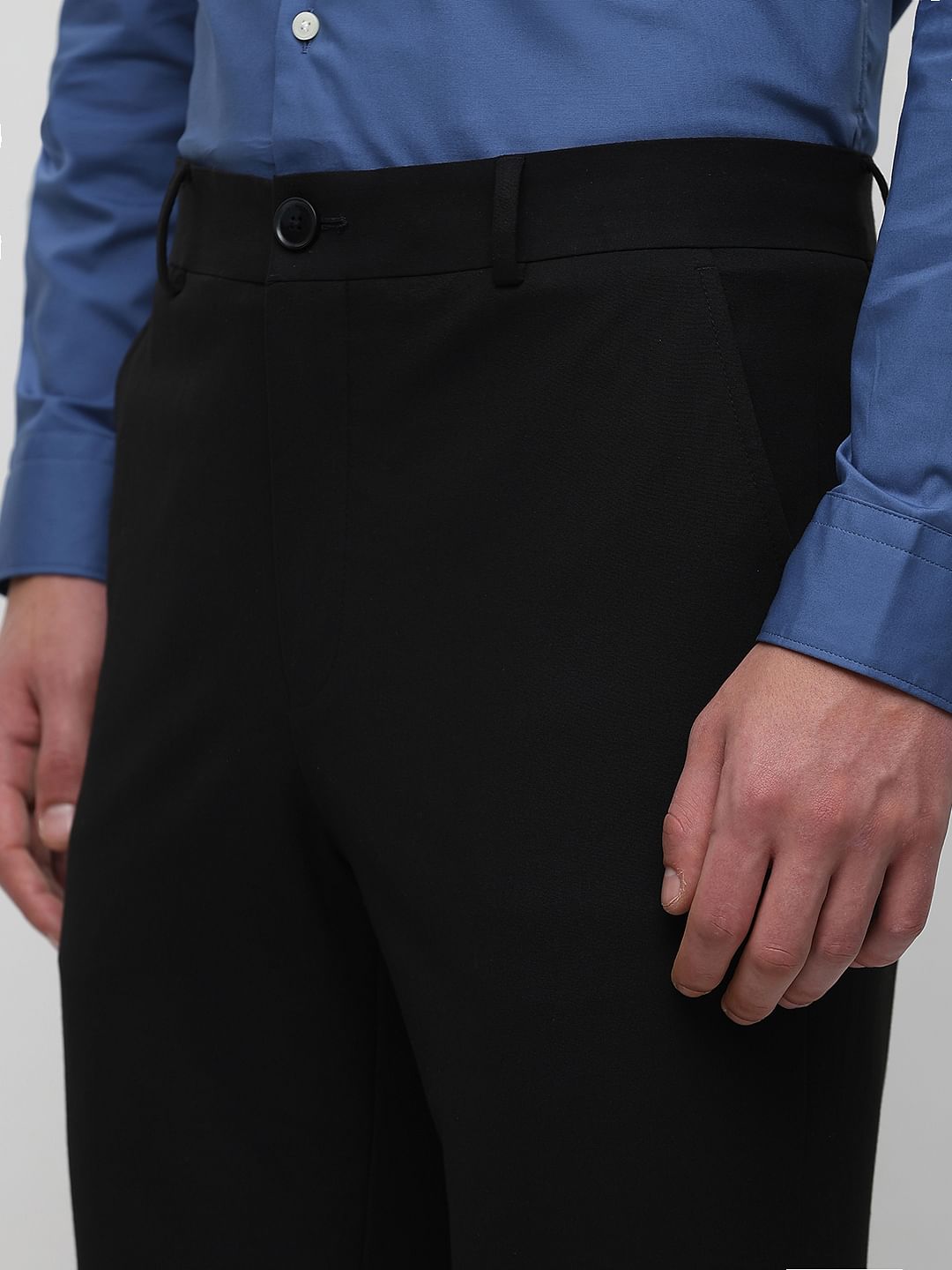 Black Mid Rise Slim Fit Trousers