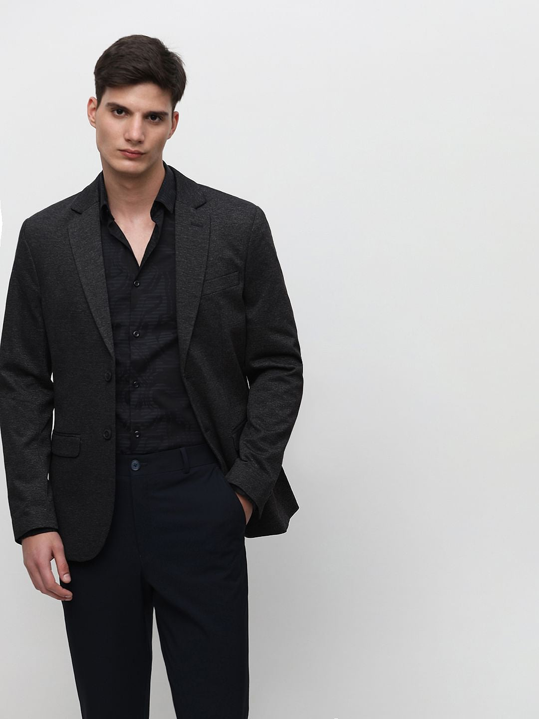 Black Abstract Print Cotton Shirt