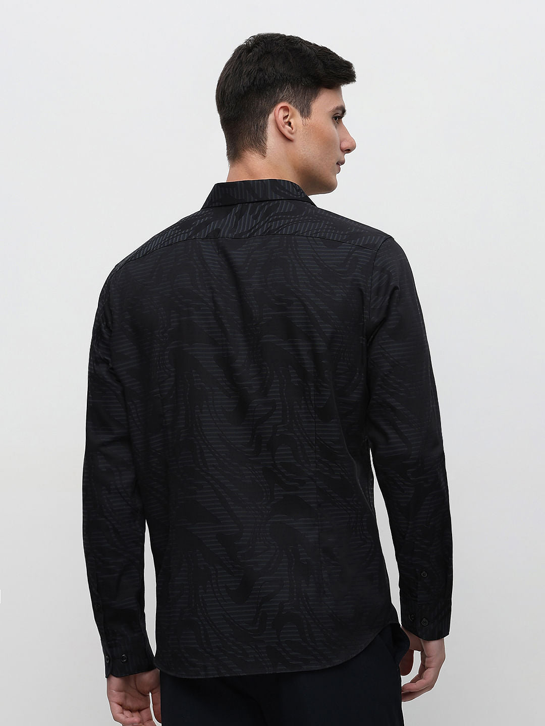 Black Abstract Print Cotton Shirt