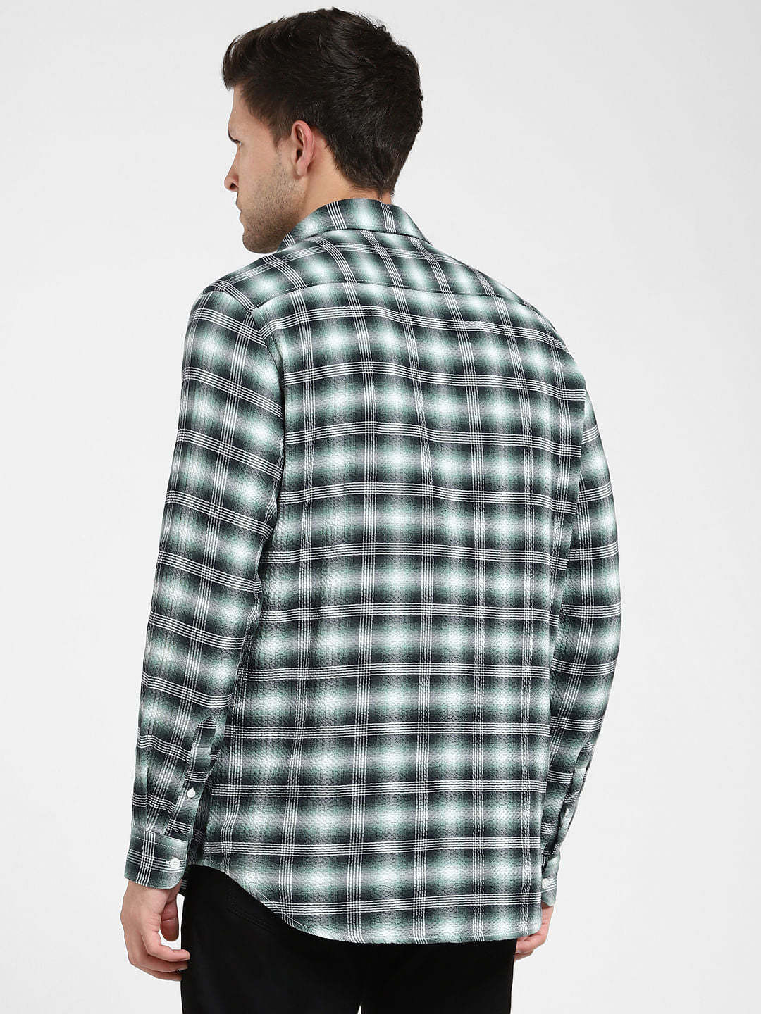 Green Check Print Full Sleeves Shirt