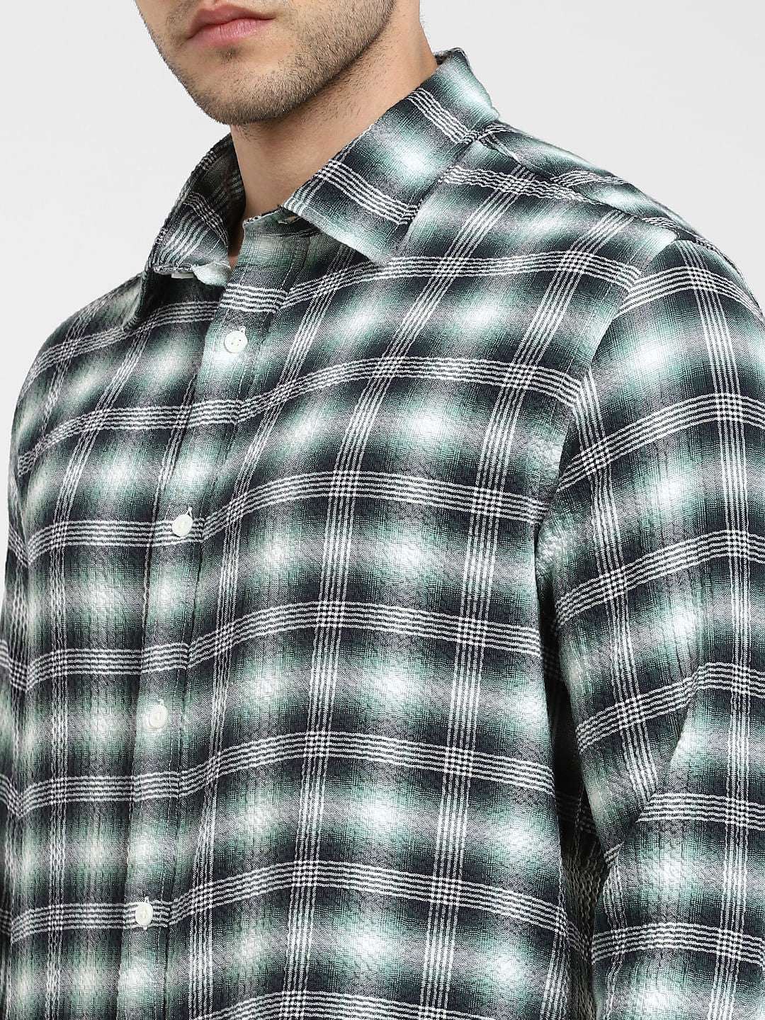 Green Check Print Full Sleeves Shirt