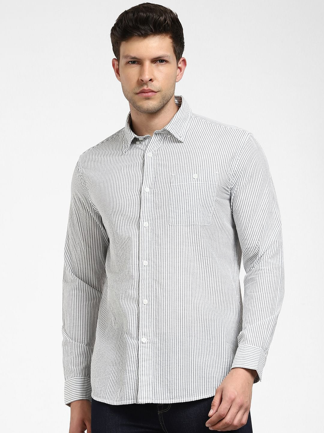 White Striped Full Sleeves Shirt