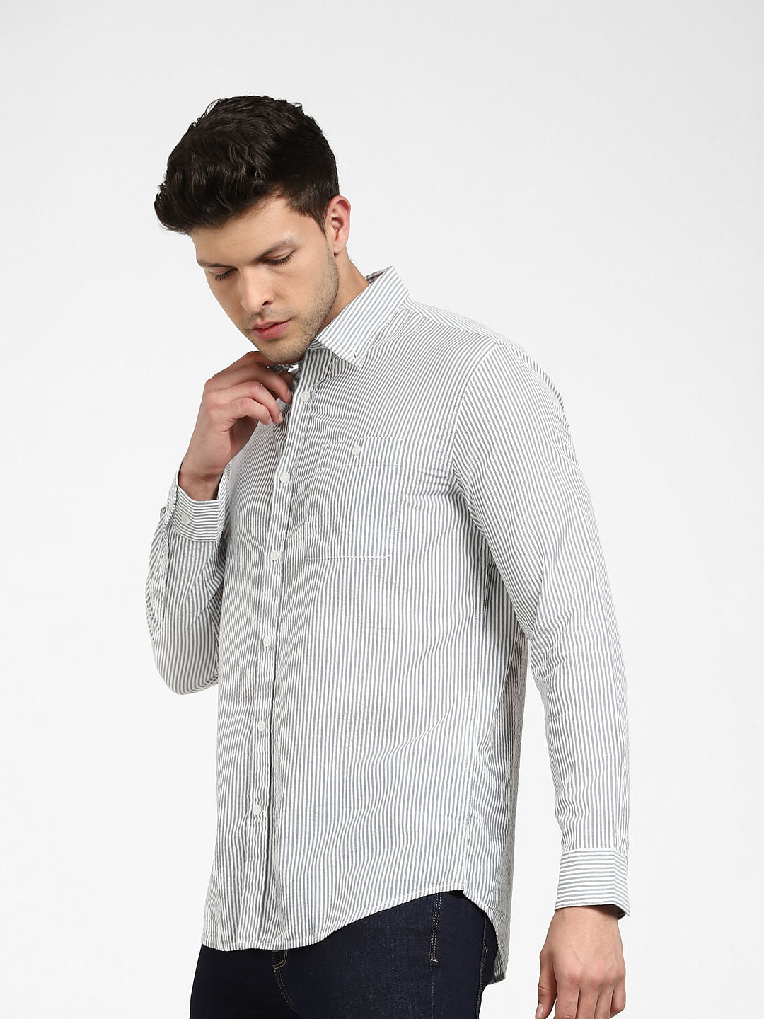 White Striped Full Sleeves Shirt