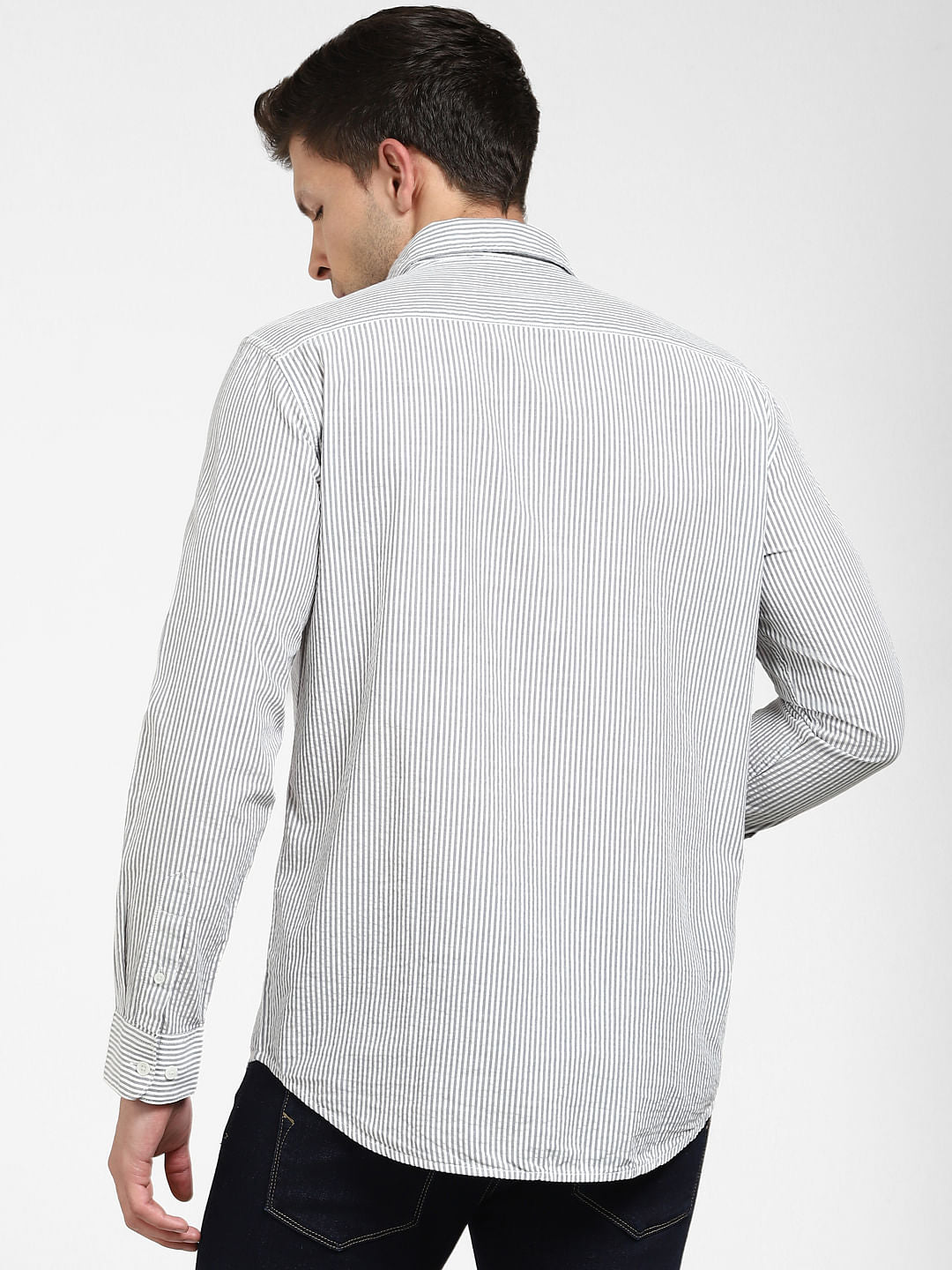 White Striped Full Sleeves Shirt