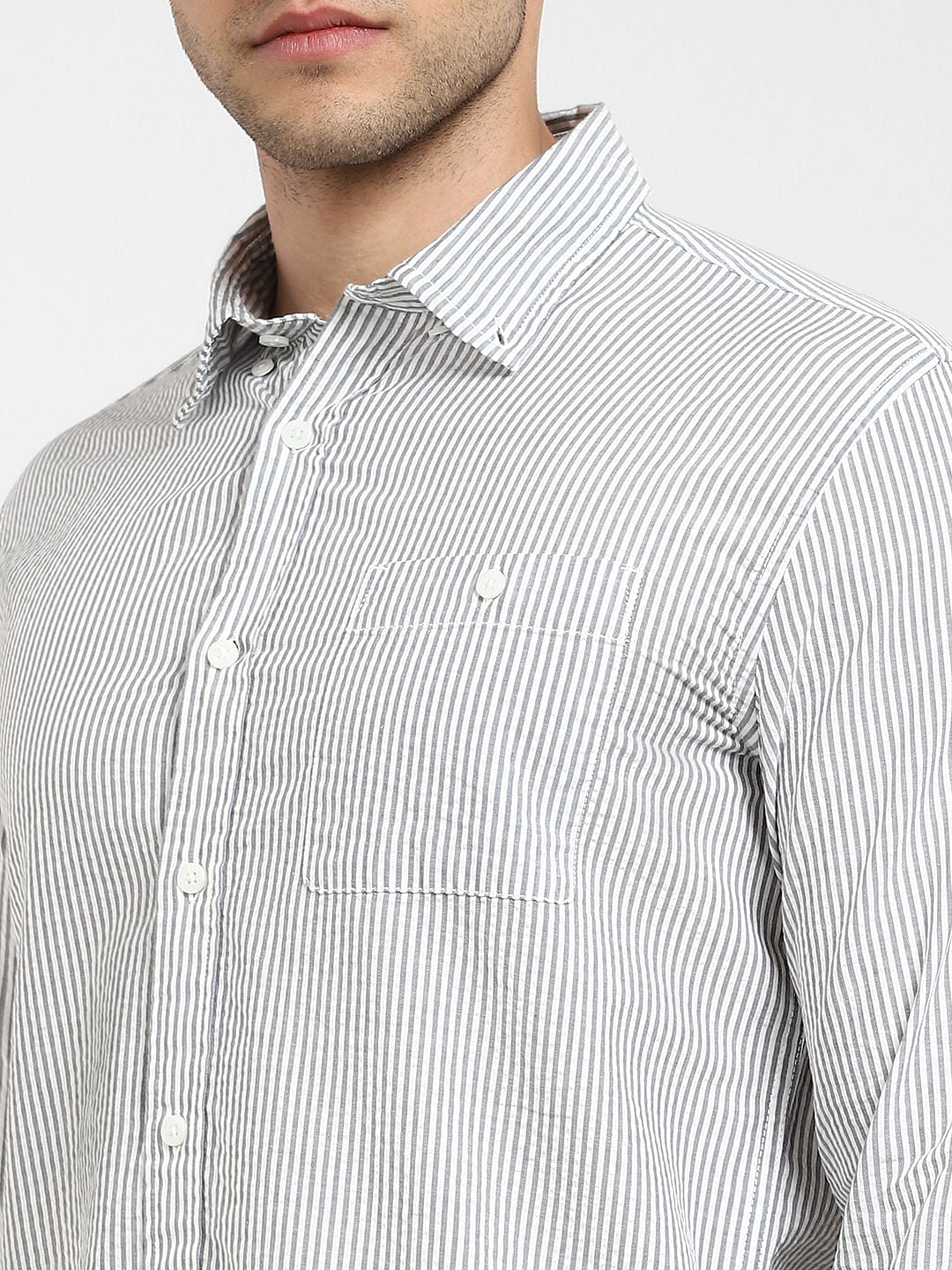 White Striped Full Sleeves Shirt