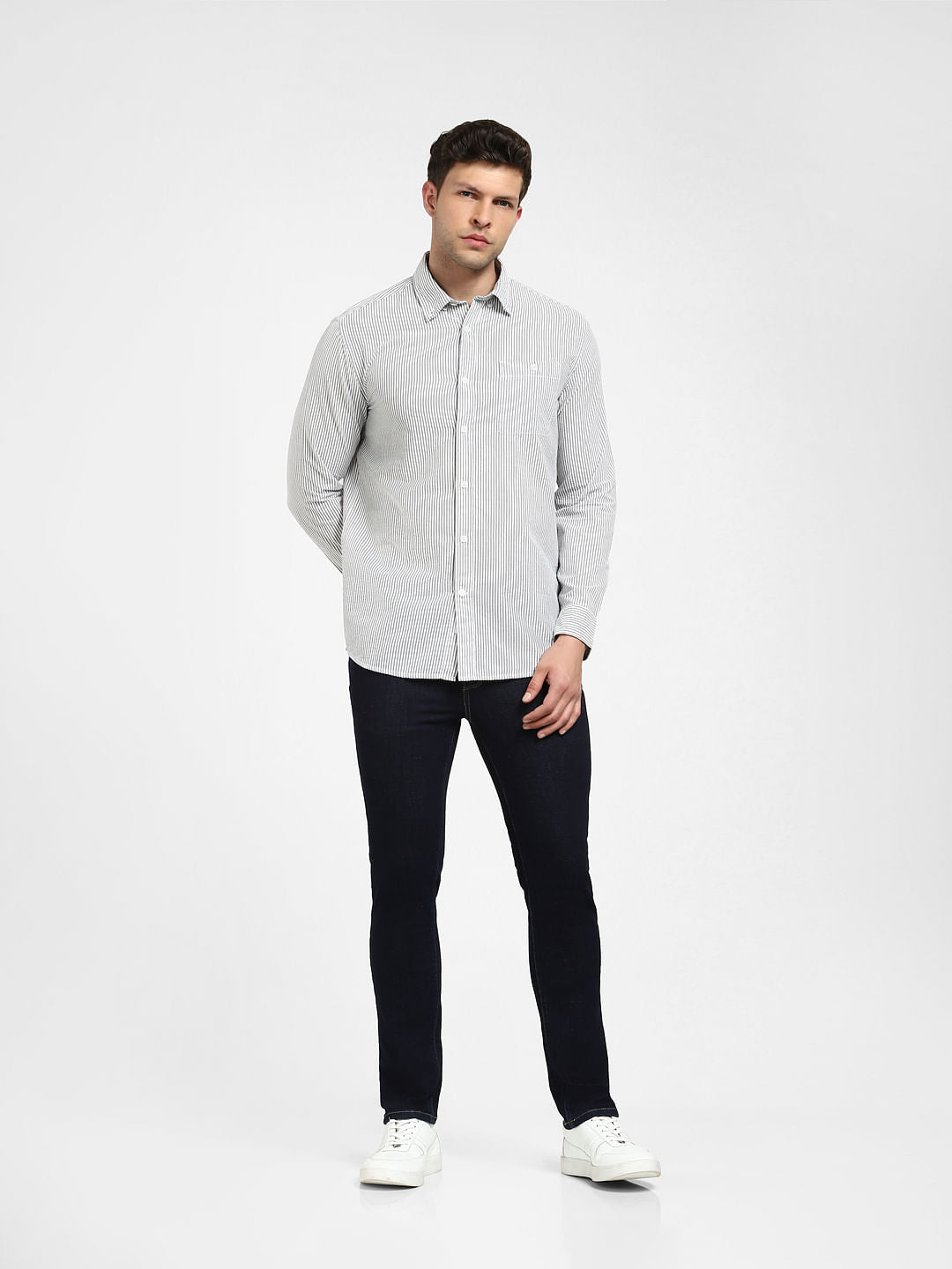 White Striped Full Sleeves Shirt