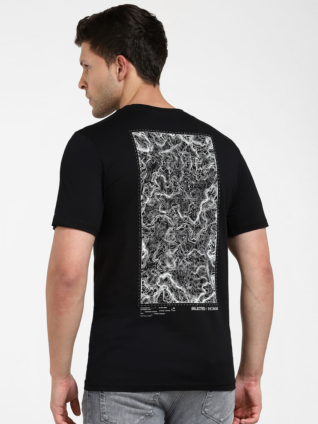 Black Printed Crew Neck T-shirt